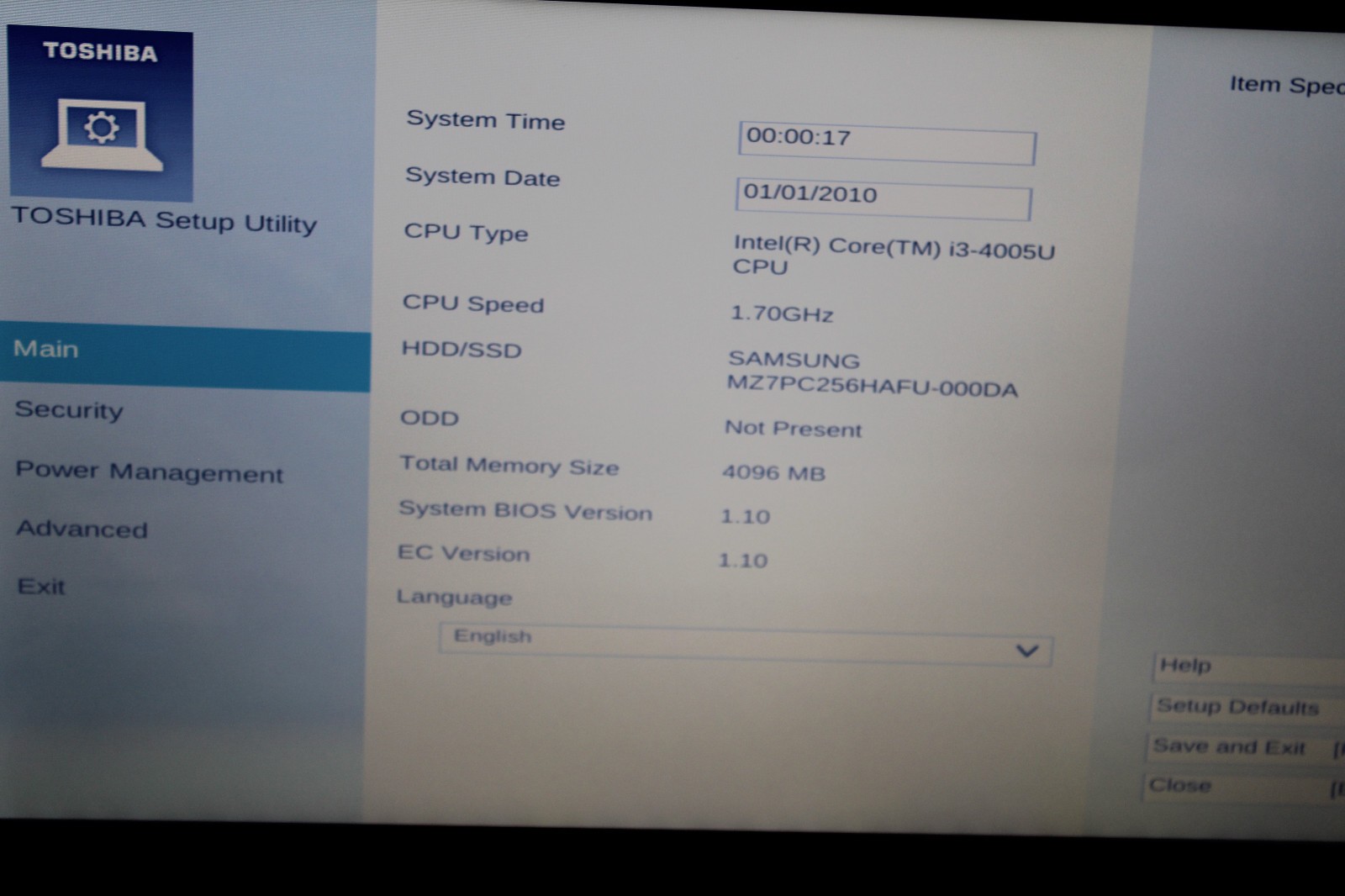 Toshiba Satellite C55t i3-4005U @ 1.7 GHz 4GB RAM 256GB SSD No OS