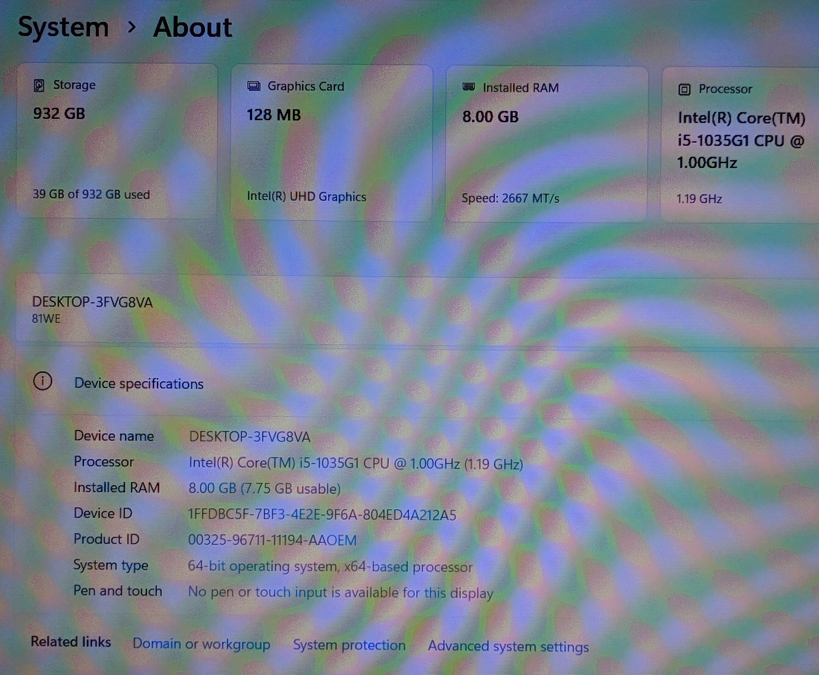 LENOVO IDEAPAD 3 15IIL05 I5-1035G1@1GHZ, 8GB, 1TB