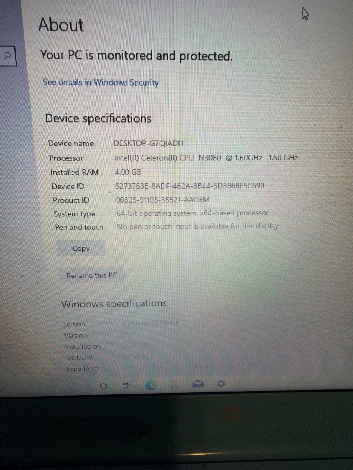 HP Stream Laptop 14inches-Intel Celeron N3060, @1.60Ghz, 4GB RAM