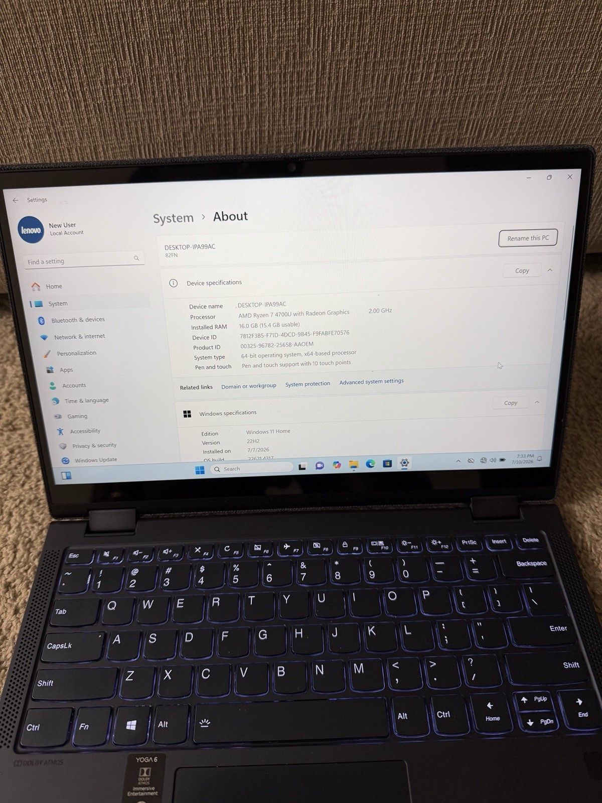Lenovo Yoga 6 13ARE05 2-in-1 13.3″ Notebook Ryzen 7 4700U 16GB 512GB