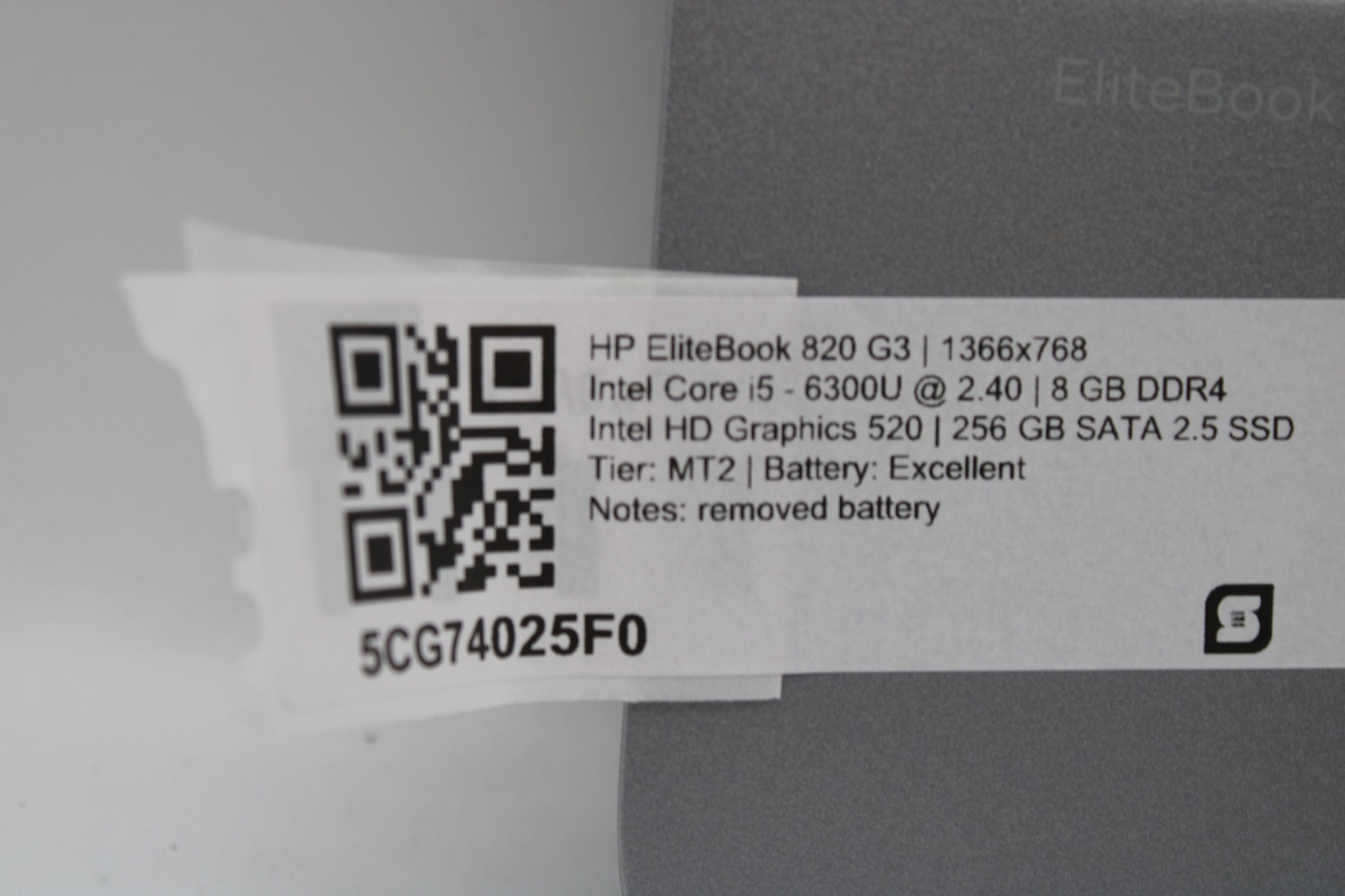 HP EliteBook 820 G3 i5-6300U @ 2.4 GHz 8GB RAM 256GB SSD No OS No Battery