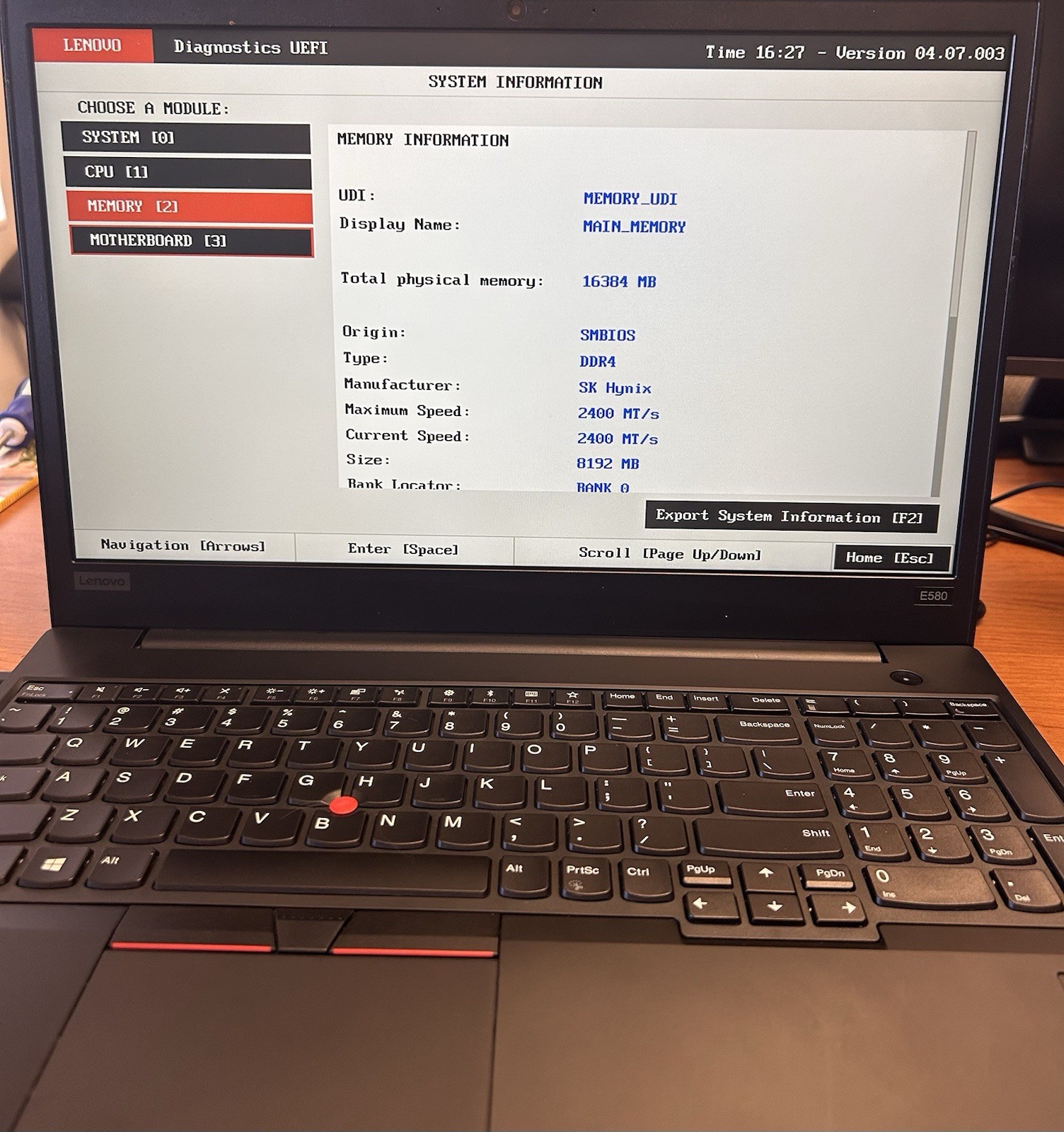 Lenovo ThinkPad E580 Laptop Intel I7-8550U 1.8GHz, 16GB RAM