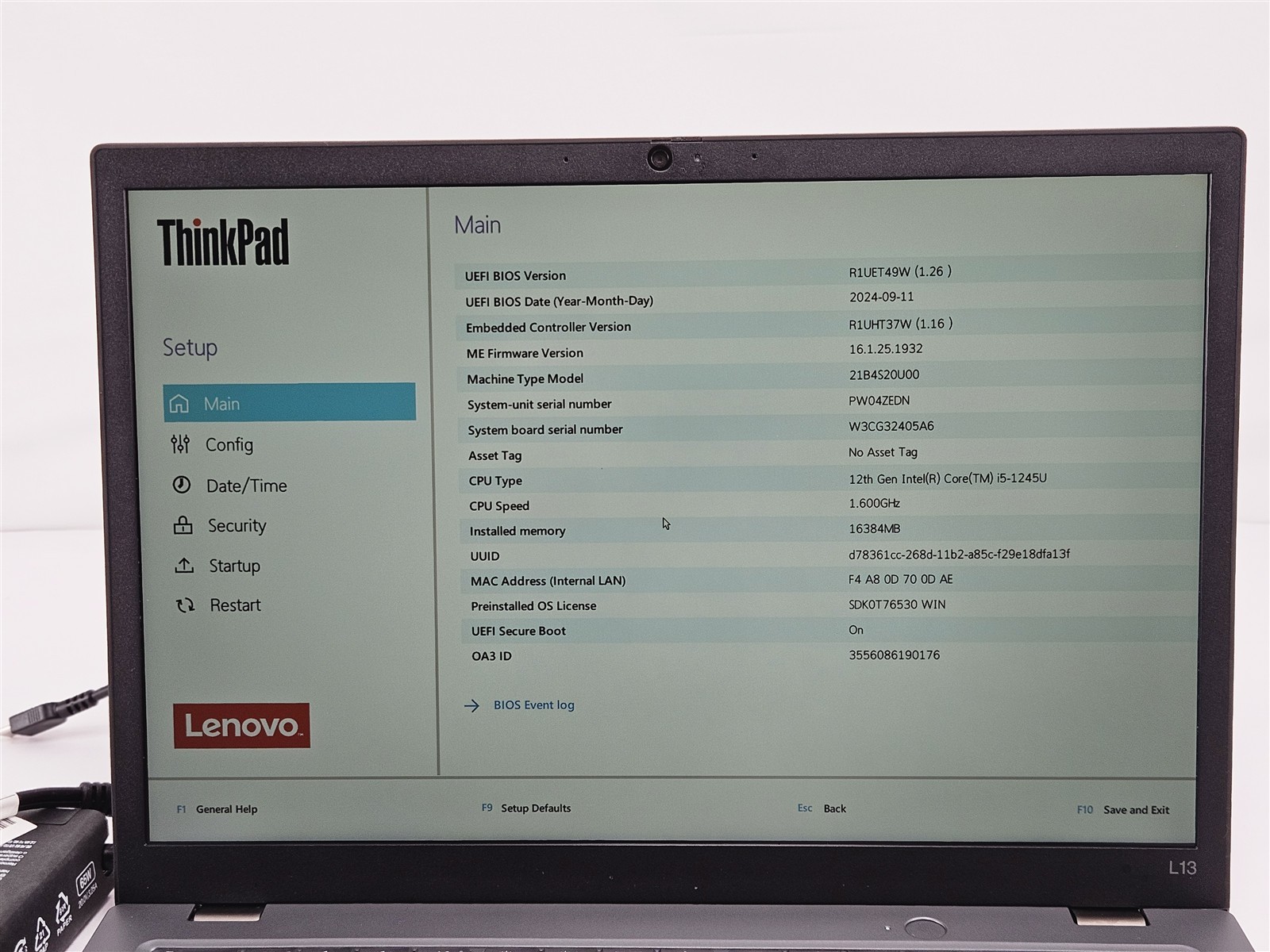 Lenovo ThinkPad L13 Gen 3 13.3″ i5-1245U 1.6GHz 16GB 256GB Iris Xe