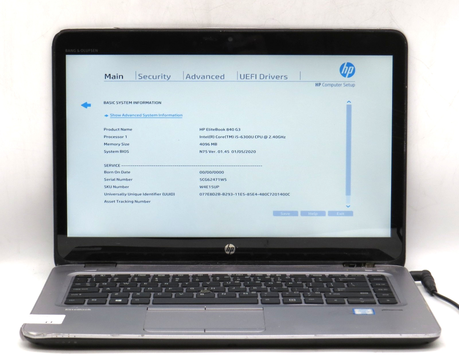 HP EliteBook 840 G3 i5-6300U @ 2.4 GHz 4GB RAM No SSD No OS w/ AC
