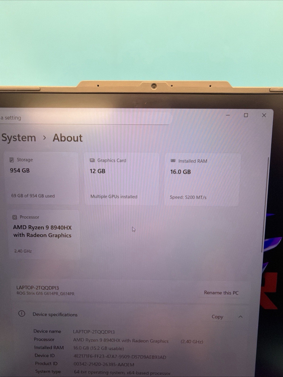 ASUS ROG Strix G16 16″ FHD 165Hz Laptop AMD Ryzen 9 16GB 1TB SSD RTX 5070 Ti