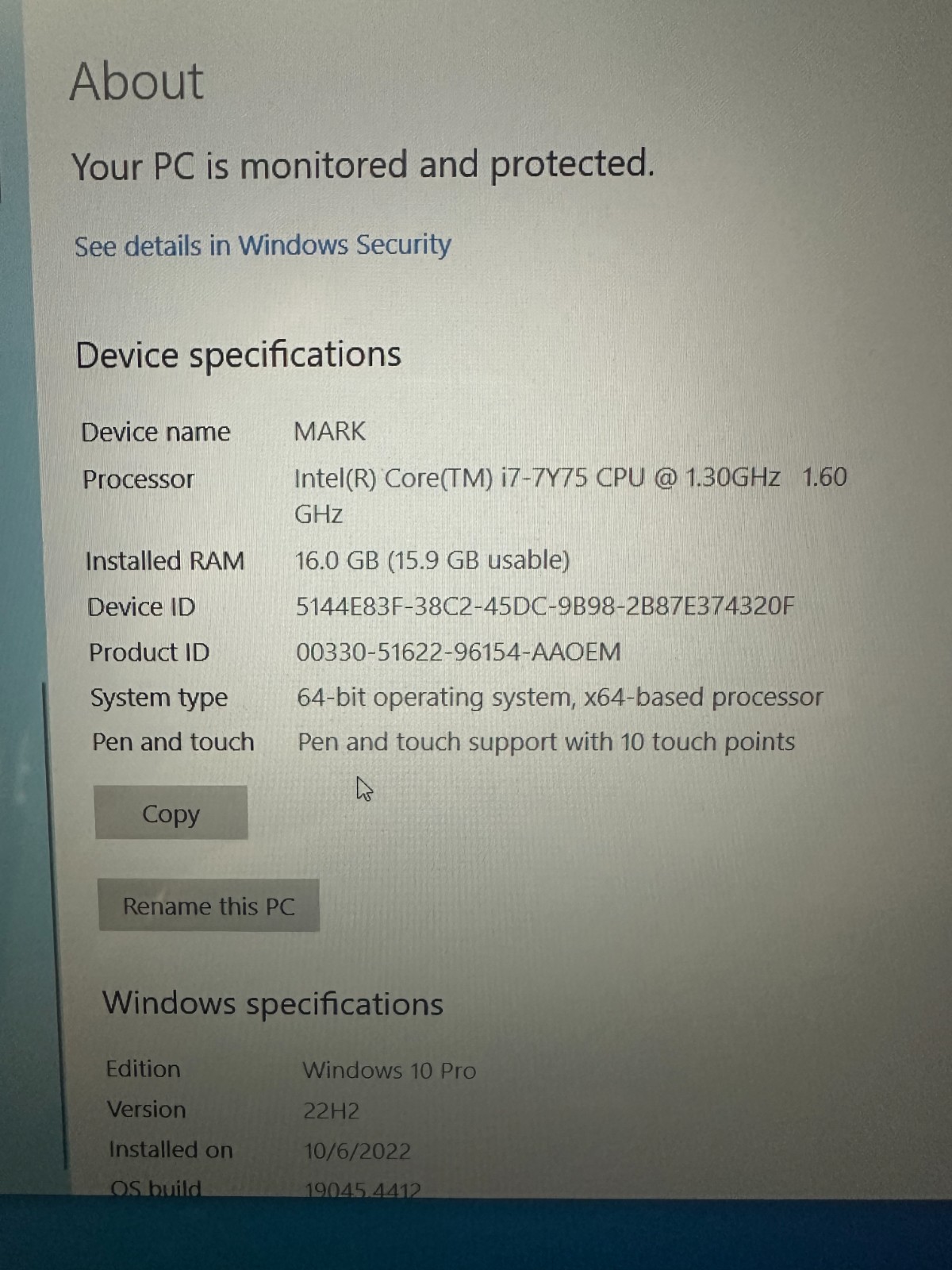 Dell XPS 13 9365 Touch Intel Core i7-7Y75 1.3GHz 16 GB RAM 256 GB SSD Win 10 Pro