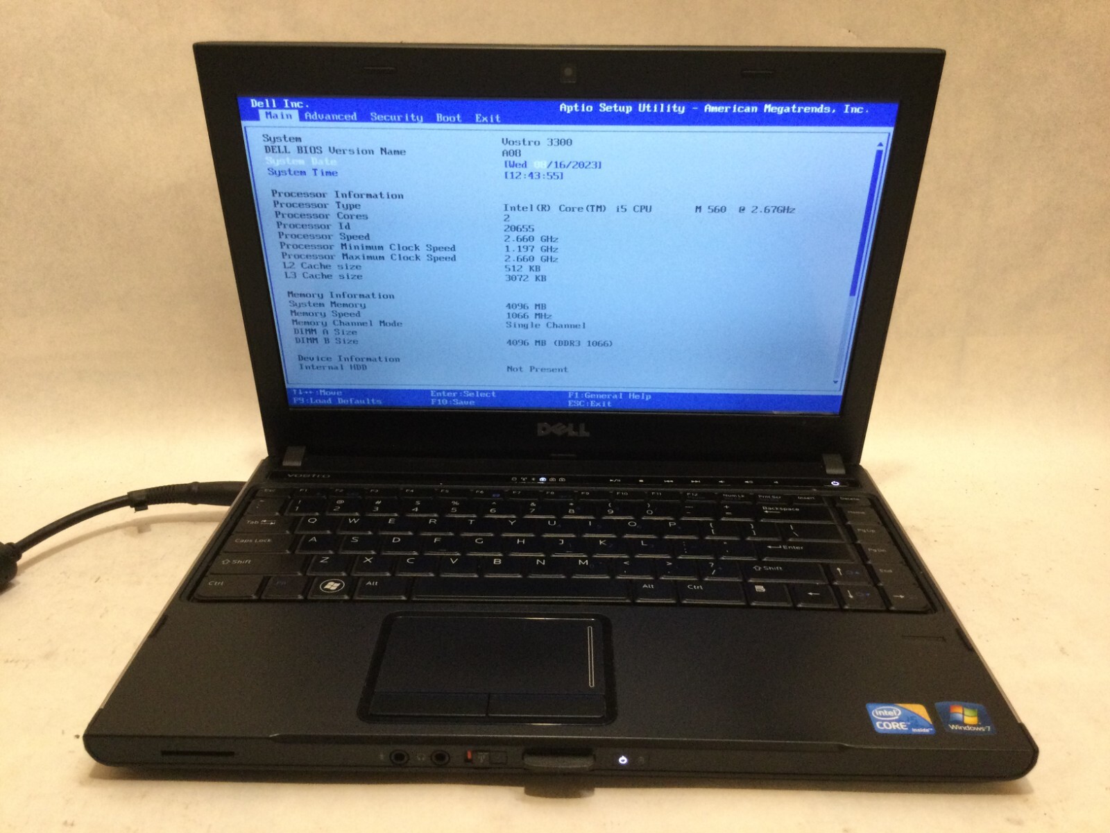 Dell Vostro 3300 13.3″ / Intel Core i5 M560 @ 2.67GHz / (MISSING PARTS!) MR