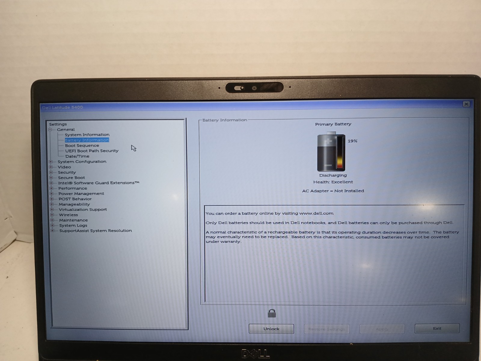 Dell Latitude 5400 14″ Laptop i5-8365U 2.80 GHz 8GB RAM BIOS PW!! #97