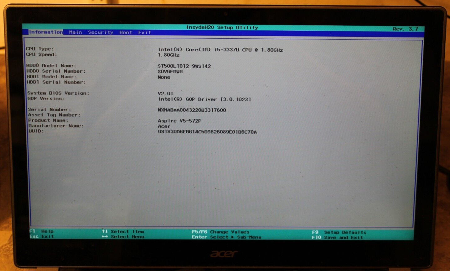 Acer Aspire V5-573P Used 500GB HDD Windows 10 4GB Ram i5-3337U@2.70GHz CPU