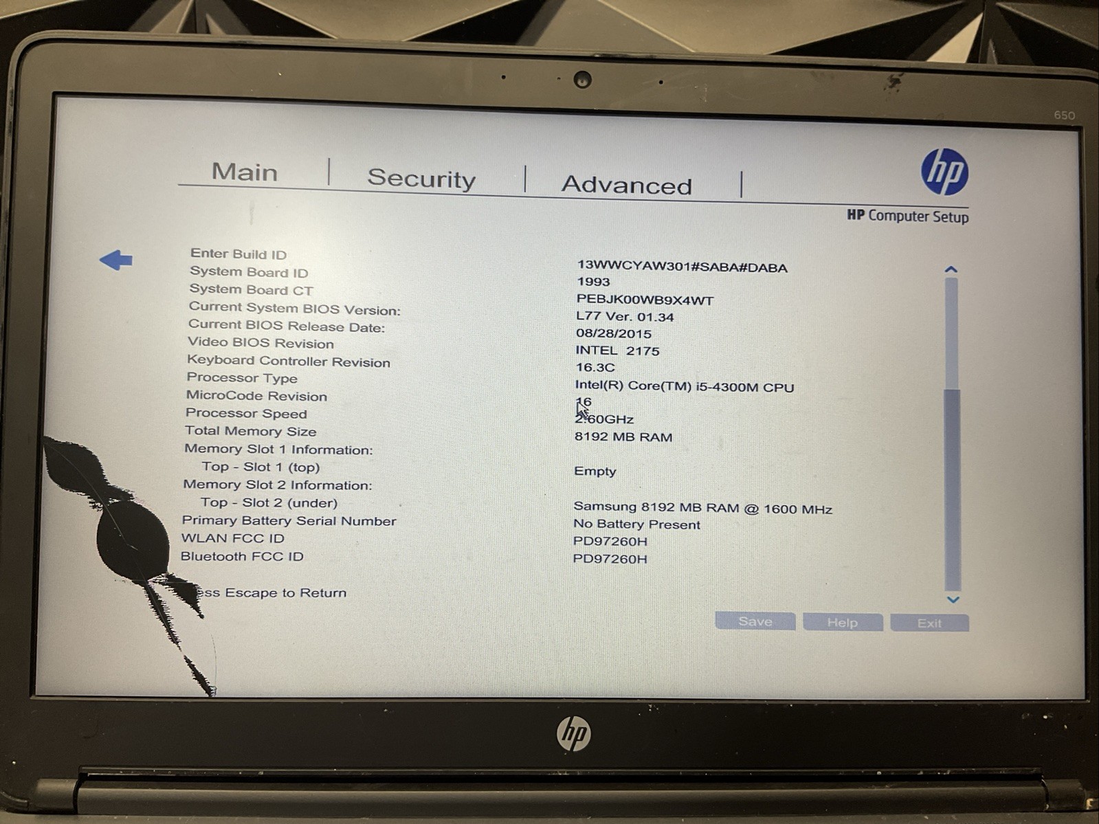 ProBook 650 G1 / i5 4th / No RAM Laptop Notebook PC / M5