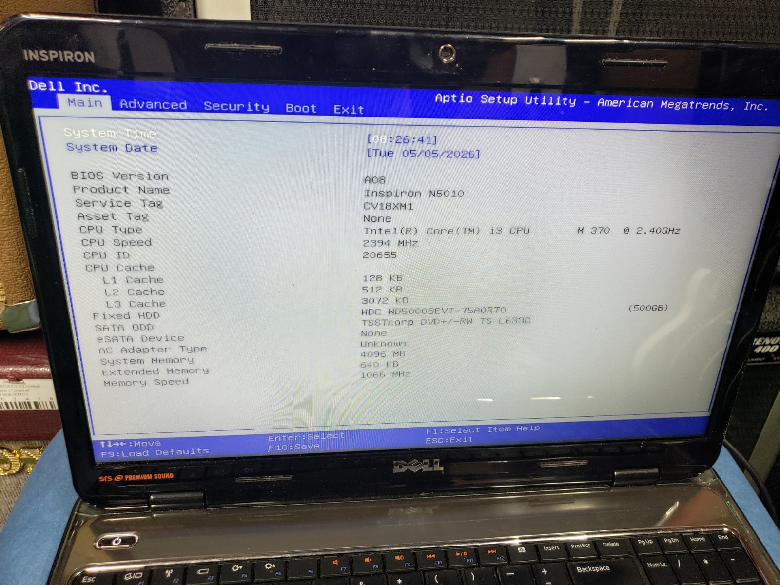 Dell Inspiron N5010 Core i3 M370 bad battery boots 4GB ram 500GB HDD parts