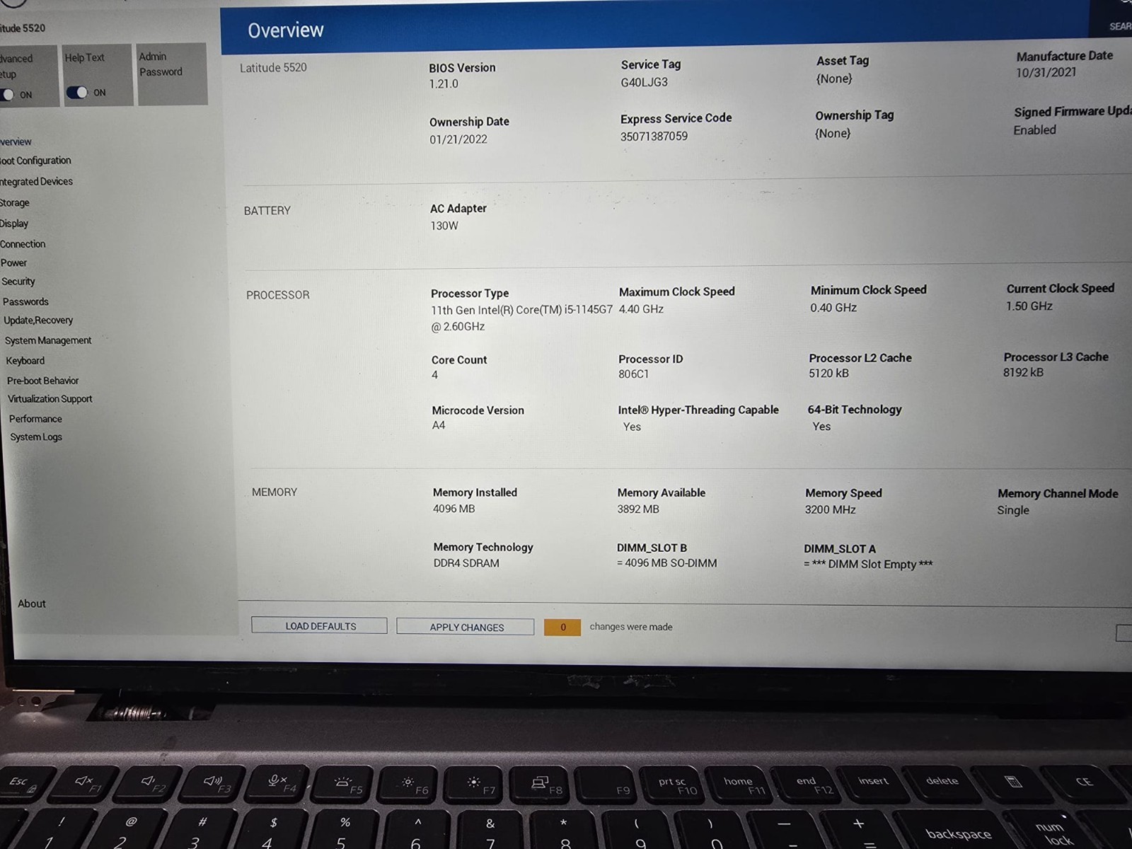 Read! Dell Latitude 5520 | Intel i5 11th Gen 4GB RAM NO SSD | Backlit Keyboard
