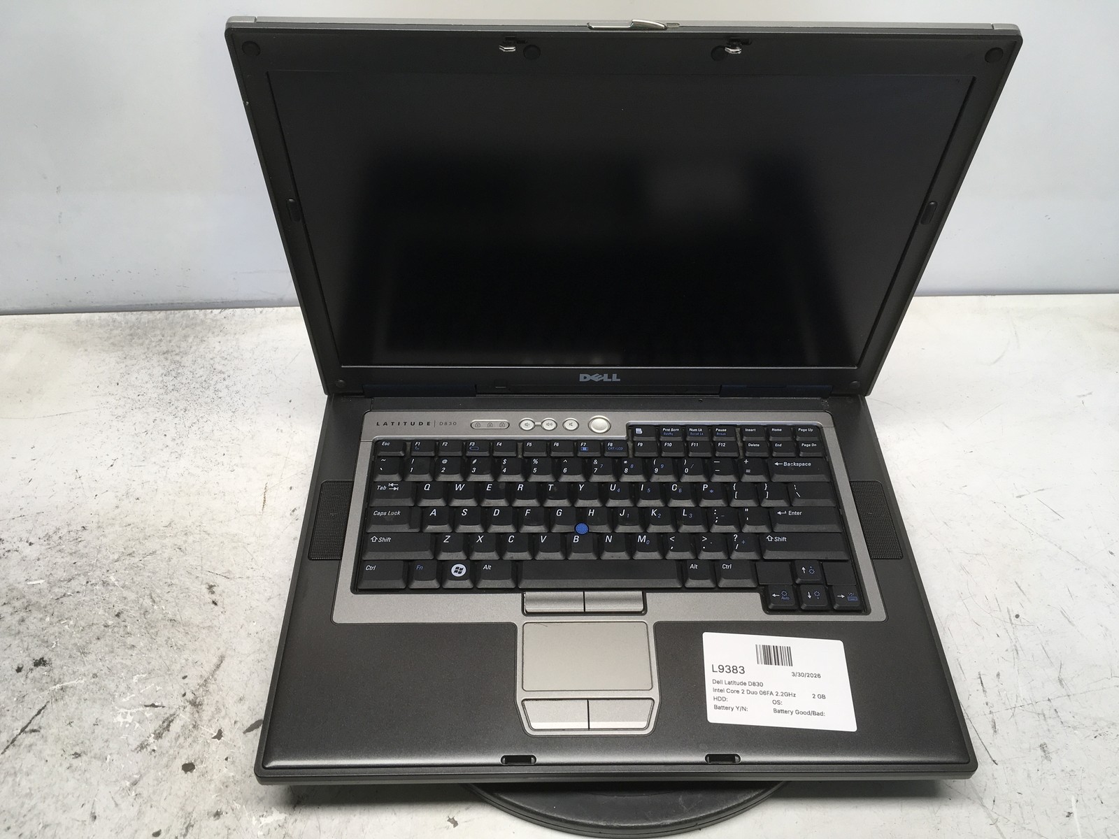 Dell Latitude D830 Intel Core 2 Duo 06FA 2.2GHz 2 GB NO HDD No Batt