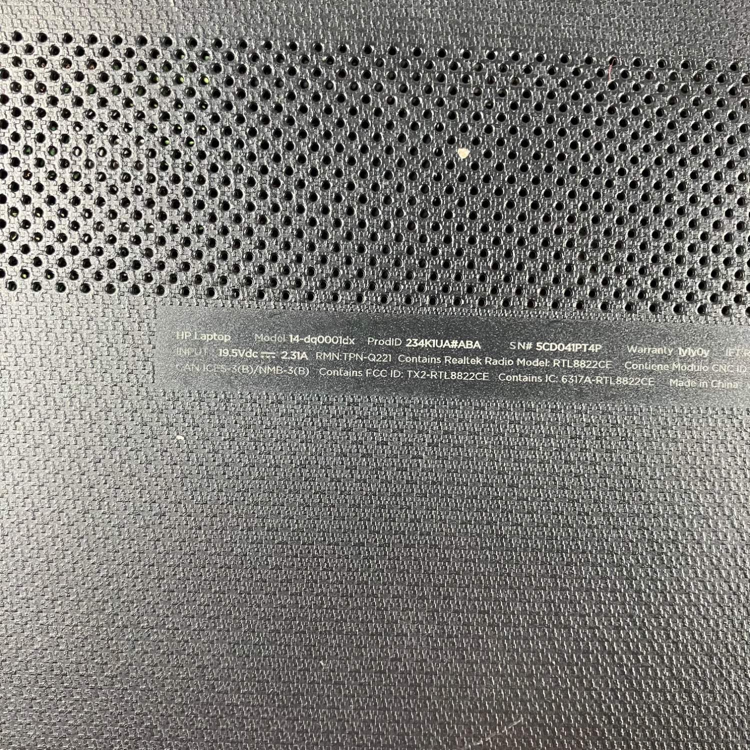HP NoteBook 14-dq0001dx 14″ Celeron N4020 1.1GHz 4GB RAM NO SSD NO OS