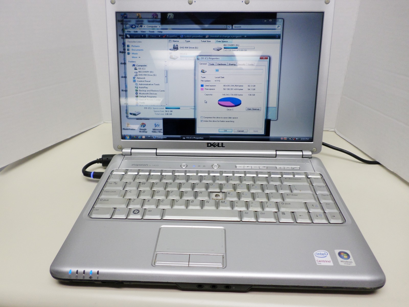 Retro Dell Inspiron 1420 Intel Core 2 Duo 1.8GHz 2GB RAM 160GB HD Windows Vista
