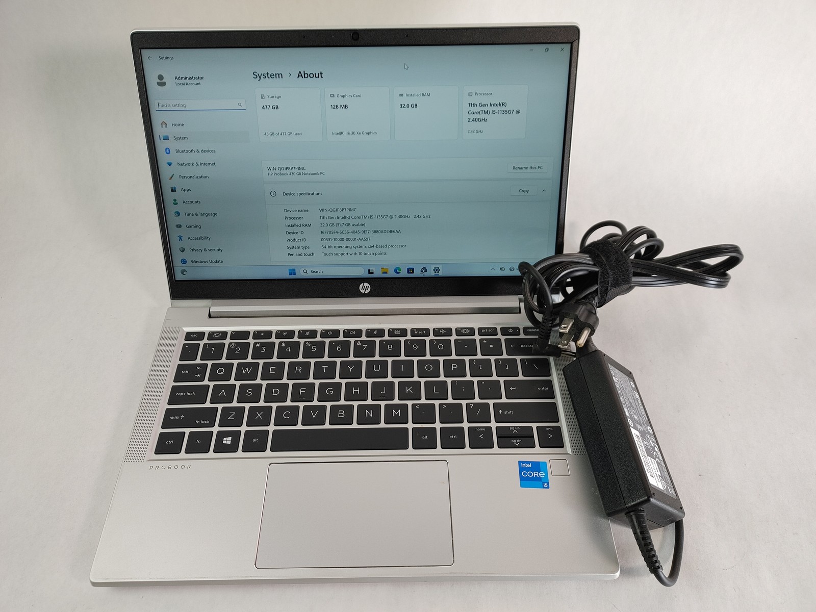 HP ProBook 430 G8 Core i5-1135G7 2.40 GHz 32 GB DDR4 512 GB NVMe Windows 11 Pro
