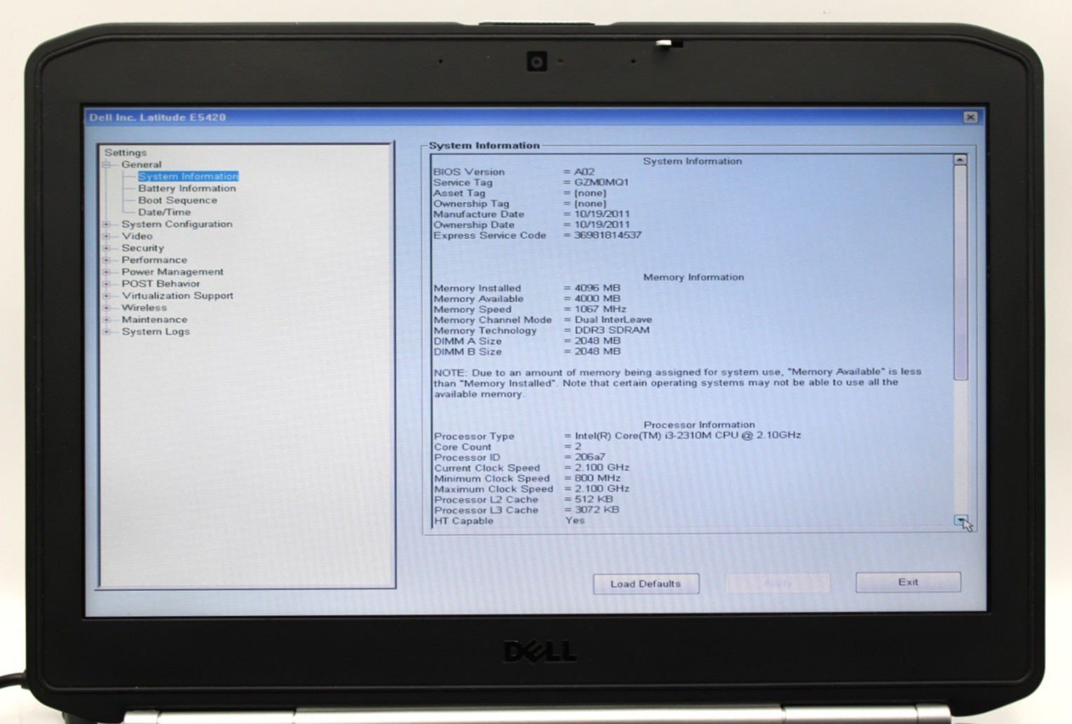 Dell Latitude E5430 i3-2310M@2.1GHz 4GB DDR3 NO STORAGE OR OS *USED/TESTED*
