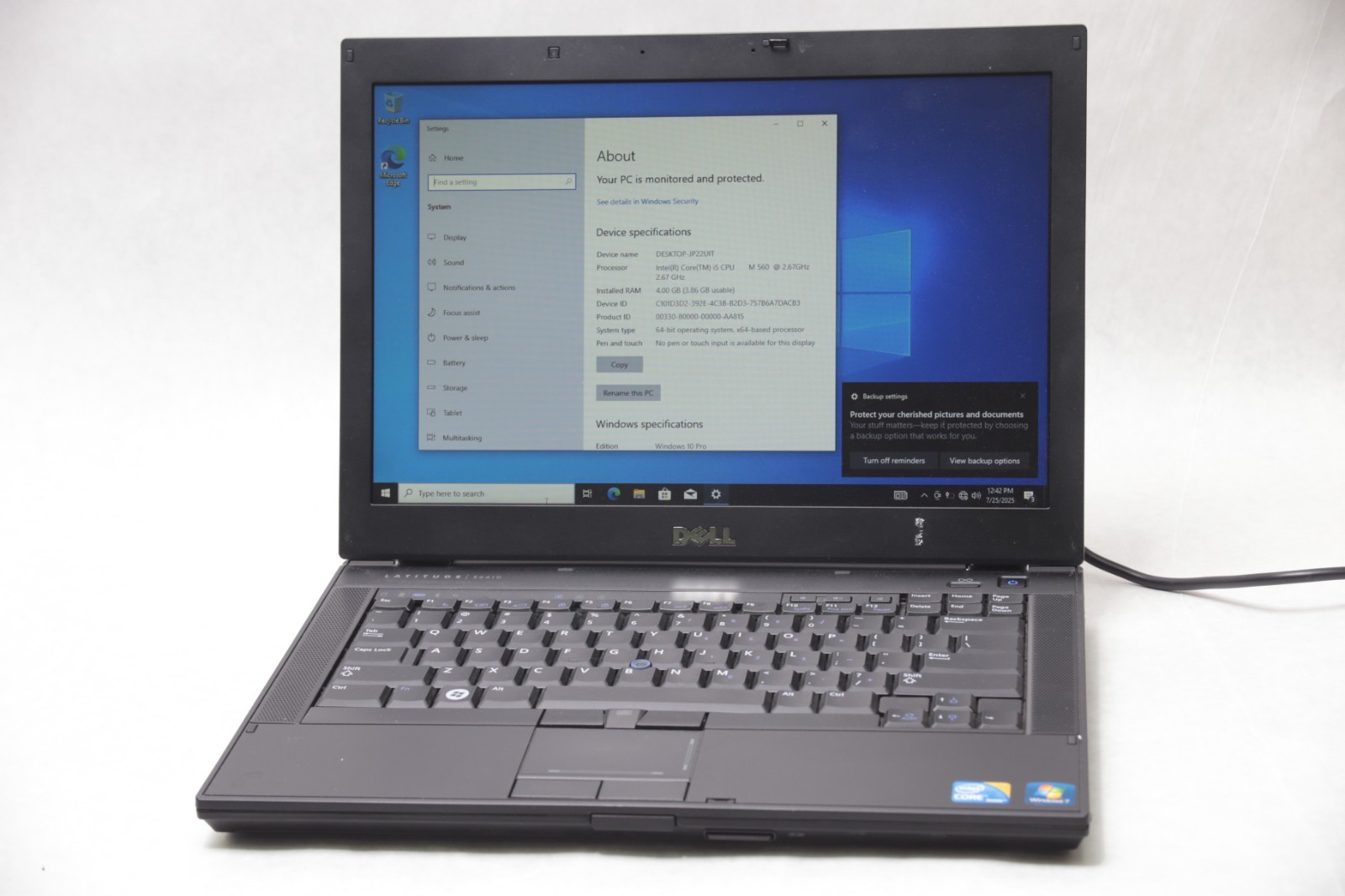 Dell Latitude E6410 14″ Intel i5 M560@2.67GHz 4GB 250GB Win 10 BAD BATTERY