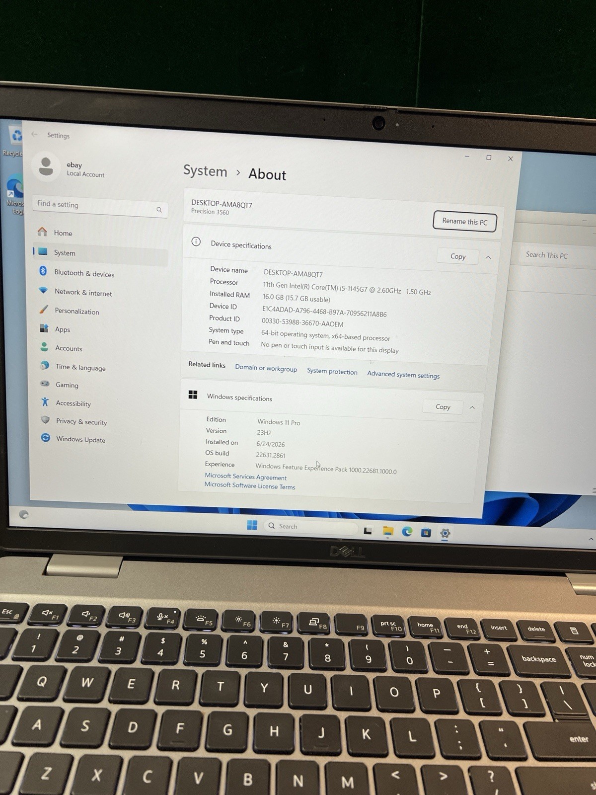 Dell Precision 3560 Workstation: 15.6″ FHD, i5-1135G7, 16GB|512GB W11 Pro