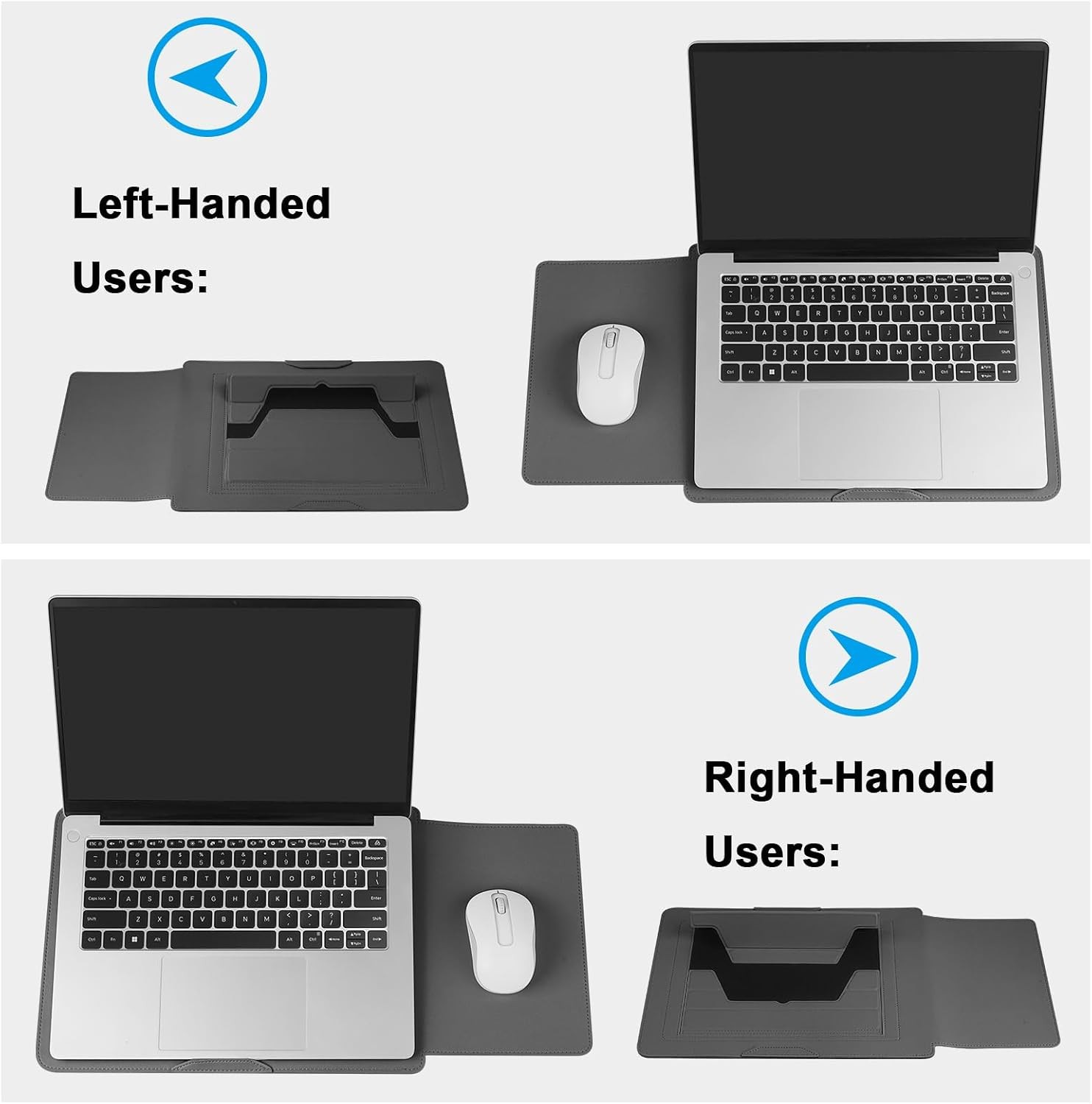 PU Leather Sleeve Case for 15.6″ Laptops with Stand, Compatible with MacBook Pro