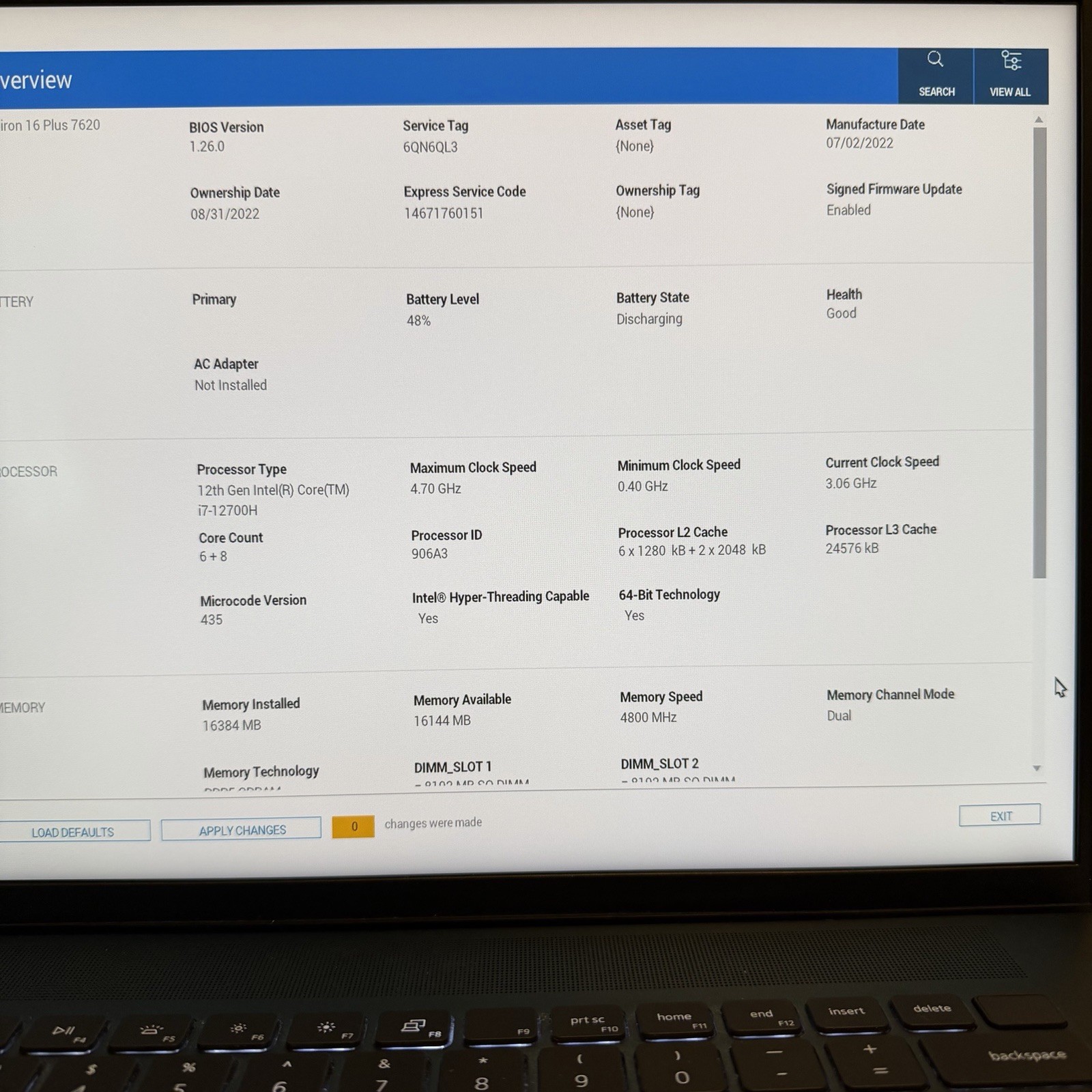 Dell Inspiron 16 Plus 7620 16” QHD+ i7-12700H RTX 3050 Ti 16GB 512GB SSD Win 11