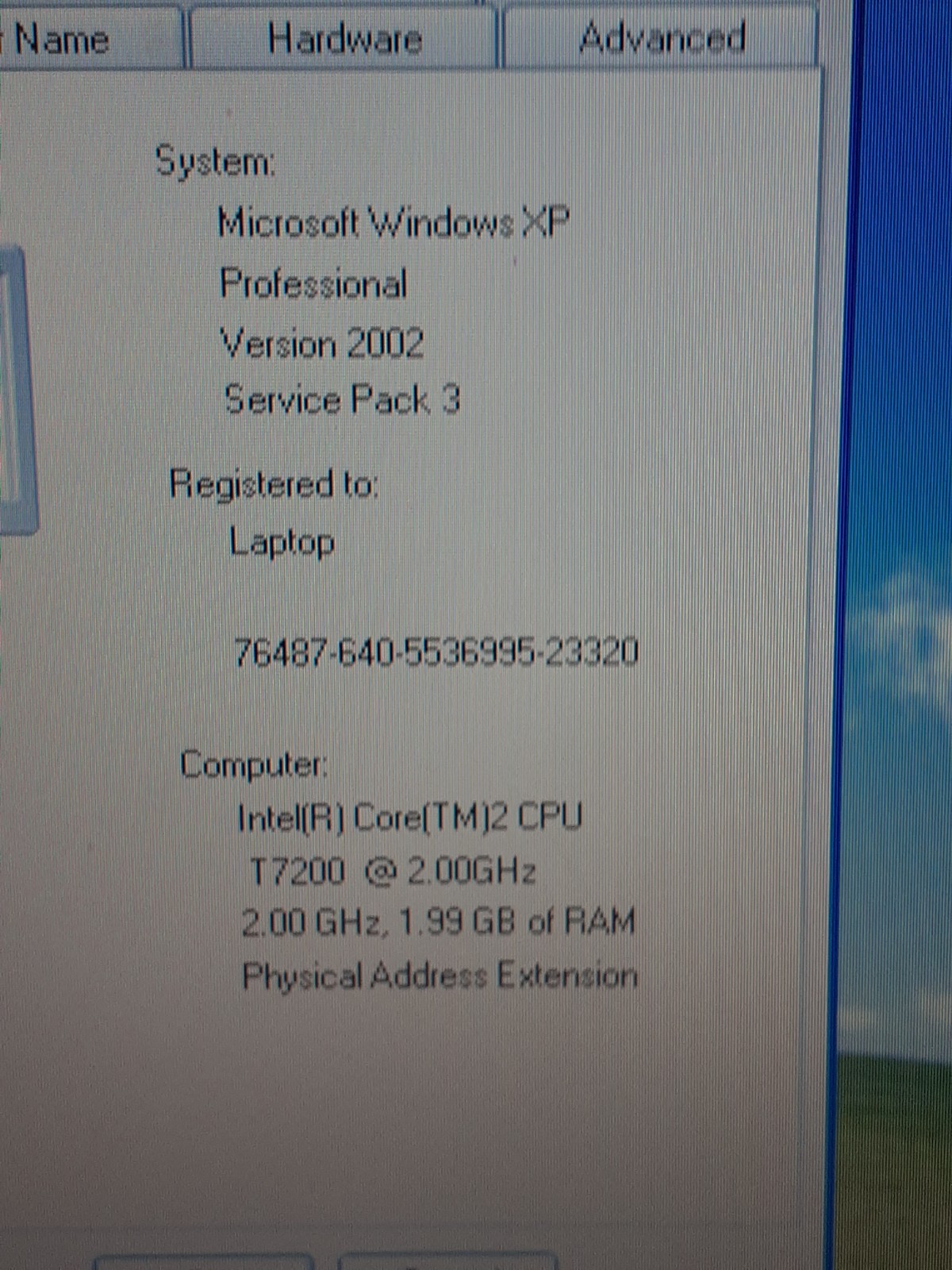 Dell Laptop Windows XP Pro SP3 DB9 Serial port.
