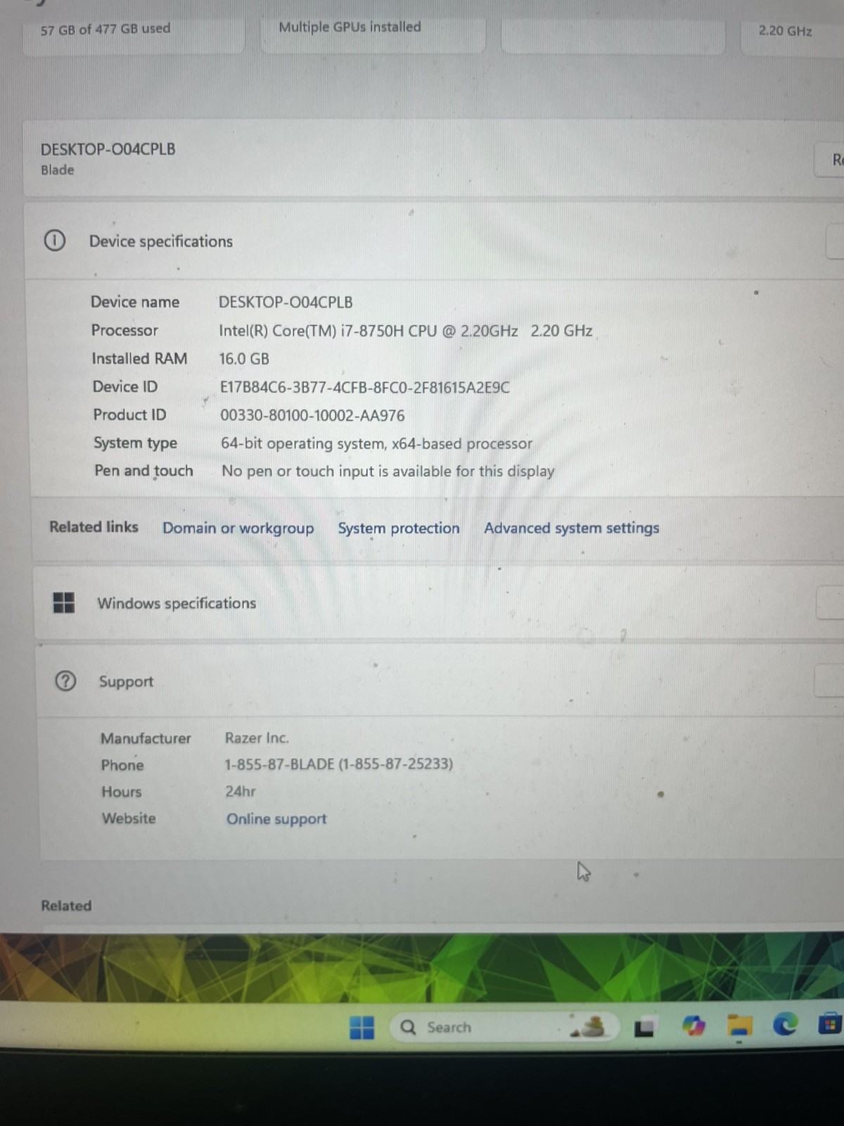 Razer Blade 15 i7-8750H 16GB RAM 512GB SSD NVIDIA GeForce GTX 1060 RZ09-02385E92