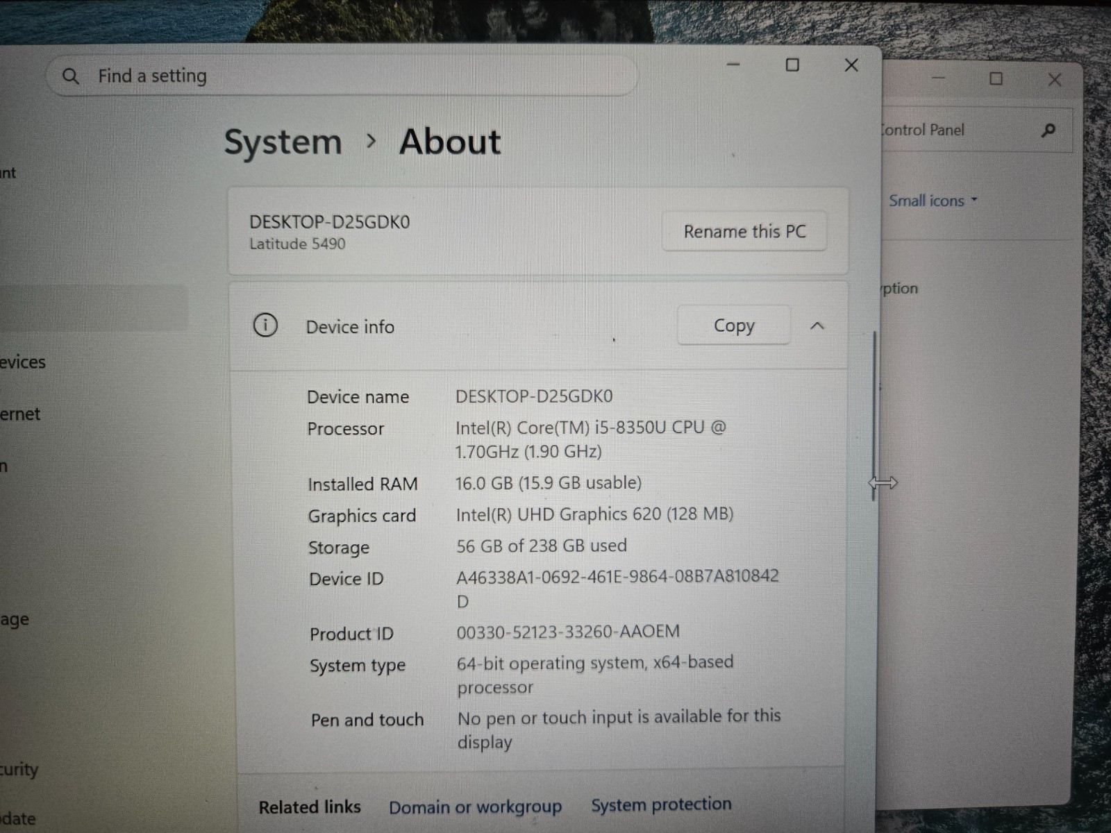 Dell Latitude 5490 14″ FHD Laptop Core i5-8350U 16GB 256GB SSD Win-11 WebCam BT