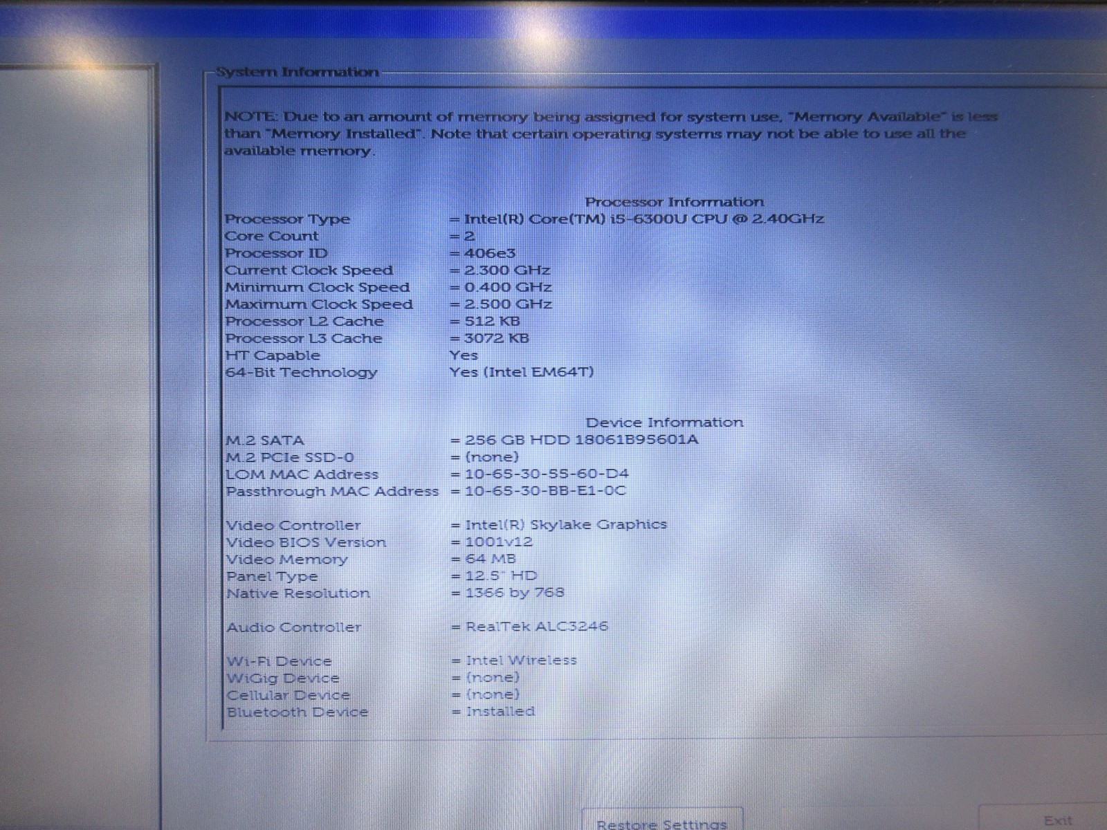 Dell Latitude 7280 Laptop, 2.40GHz i5-6300U, 8GB RAM, NO DRIVE / OS
