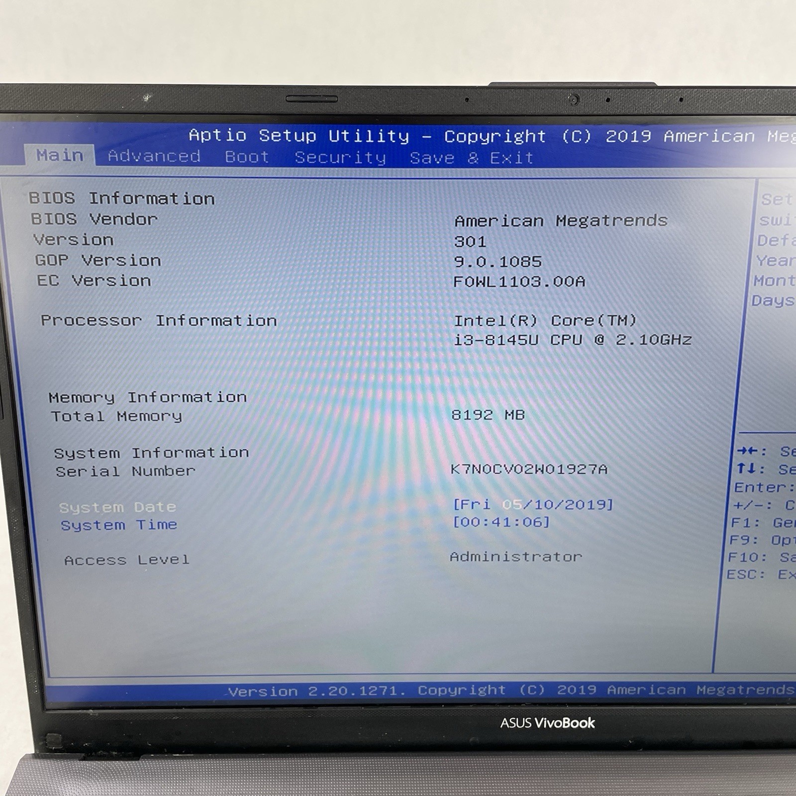 ASUS VivoBook F512F 15.6″ i3-8145U 2.10 GHz 8 GB RAM No SSD No OS No AC