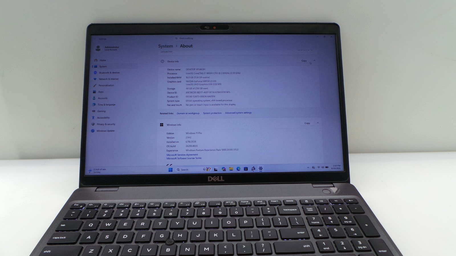 Dell Latitude 5501 | 15.6″ | i7-9850H 2.60GHz | 16GB RAM 256GB NVMe | WIN 11 PRO