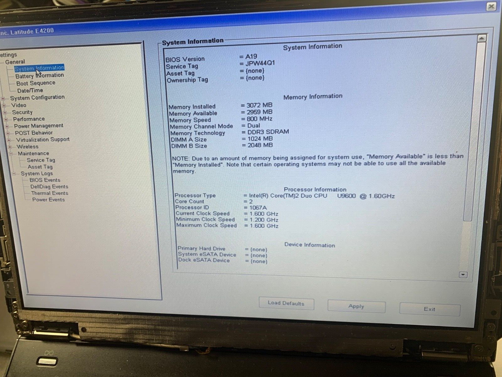 Dell Latitude E4200 12.1″ Laptop Intel Core 2 Duo U9600 1.60GHz 2GB RAM (# 03).