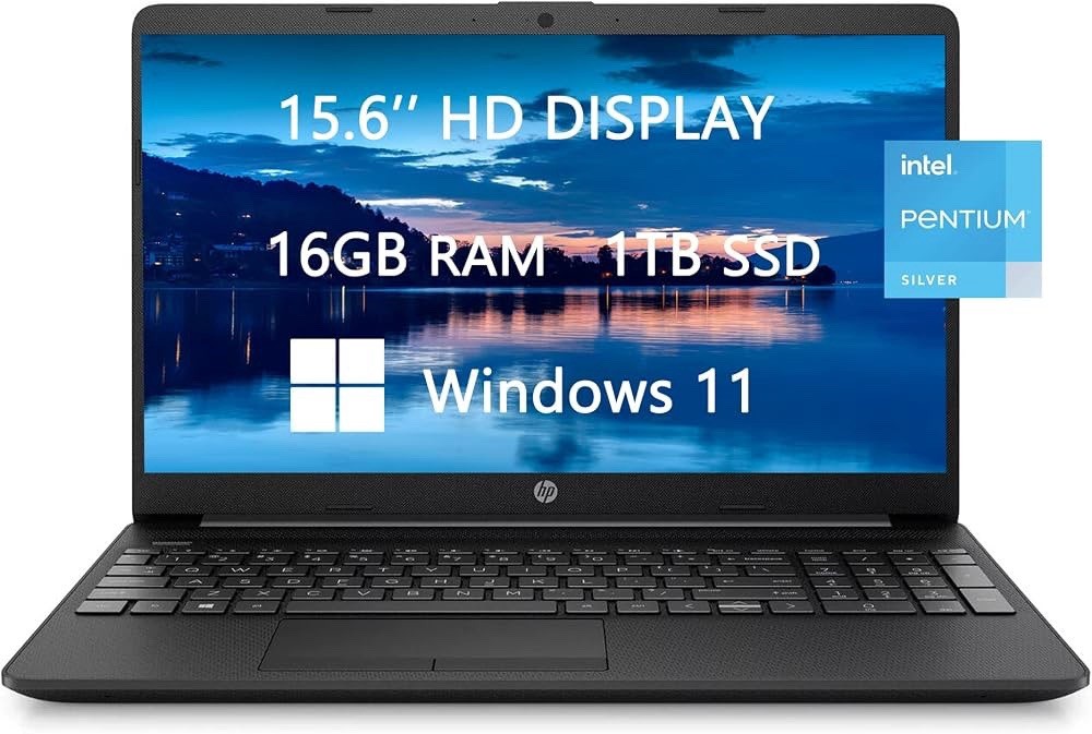 HP Intel Core i5 7th Gen. 15.6″ Black Laptop 1TB SSD HD Display Windows 11