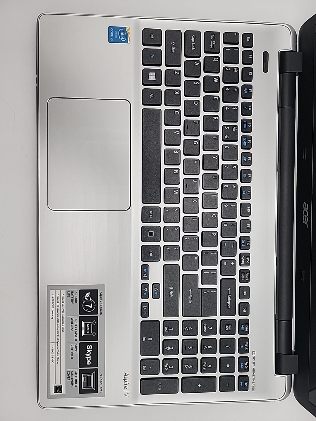 Acer Aspire V3-572P-326T 15.6″ Touch Laptop i3-5005U@2.00GHz 8GB RAM 300GB SSD