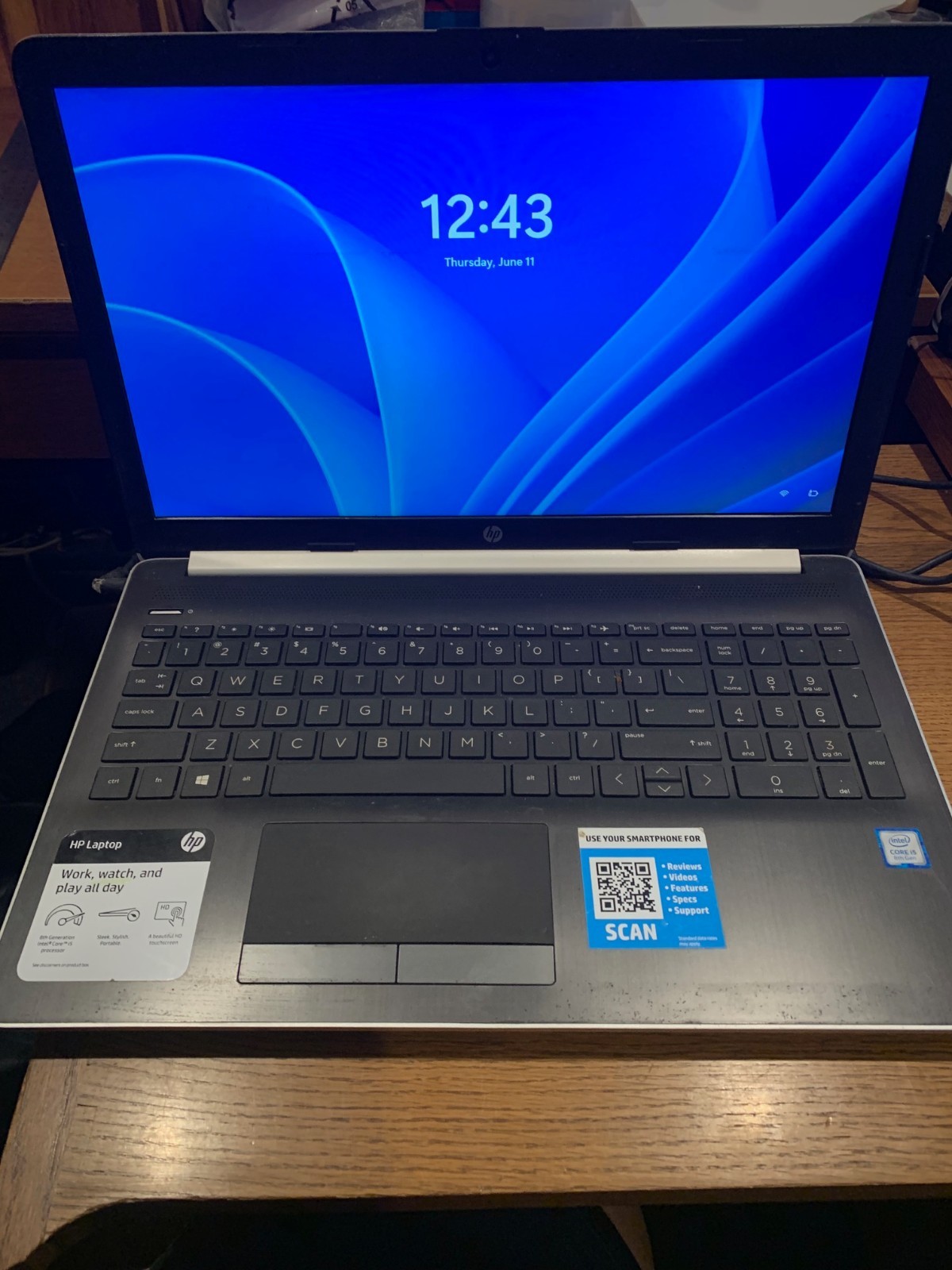 HP Laptop 15-DA1047NR 15.6″ i5-8265U 8GB DDR4-2400 SDRAM 1TB 5400 rpm SATA HDD