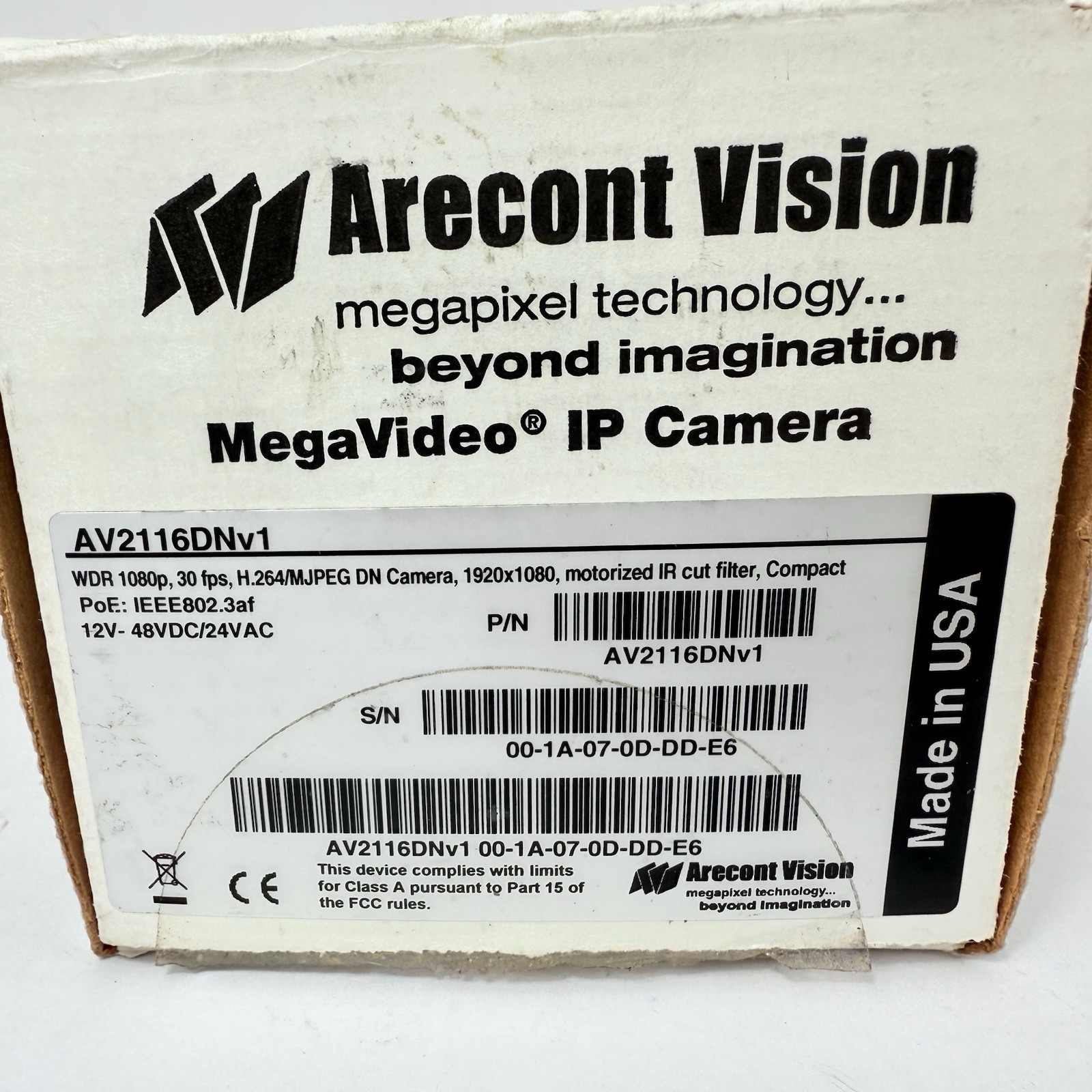 Arecont Vision AV2116DNv1 MegaVideo Camera H.264 + MPL33-12A Lens – New Open Box