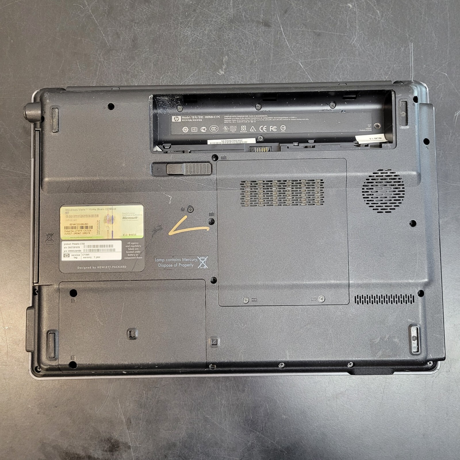 Compaq Presario C700 15.6″ Intel Pentium T2310 2 GB RAM 0 GB HDD