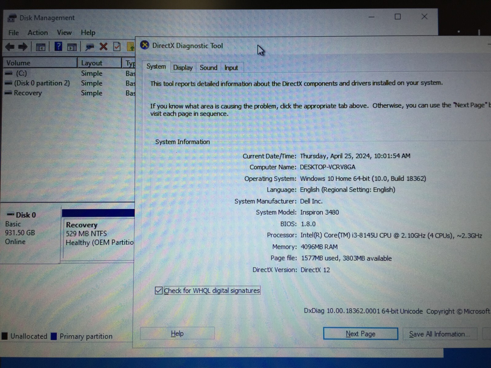 Dell Inspiron 3480 14″ Laptop, Intel i3-8145U/4GB RAM/1TB HDD/Windows 10 Home