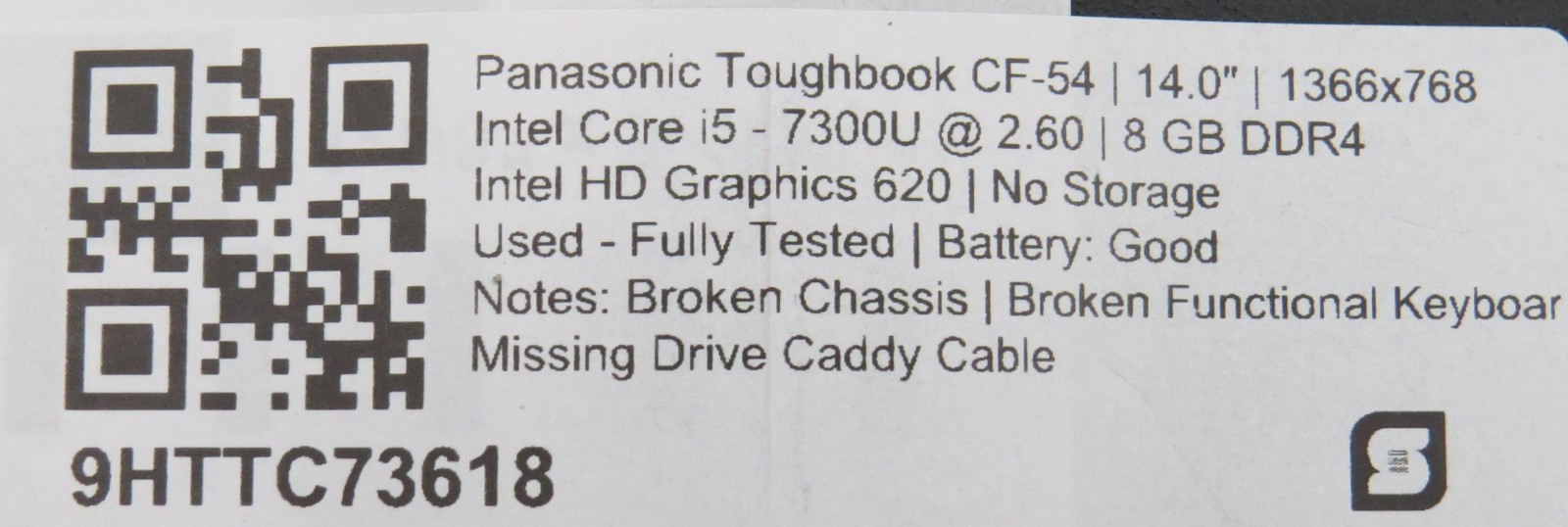 Toughbook CF-54 MK3 | i5-7300U @ 2.6GHz | 8GB DDR4 | 14″ | No HDD/OS/AC *READ*