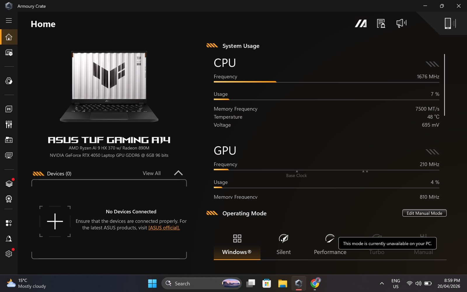 ASUS Tuf Gaming A14 – 1TB SSD – 32GB RAM – GeForce RTX 4050