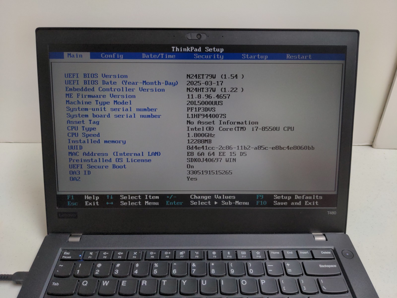 Lenovo Thinkpad T480 – i7-8550U, 12GB RAM, 256GB SSD, 1080p [Read]