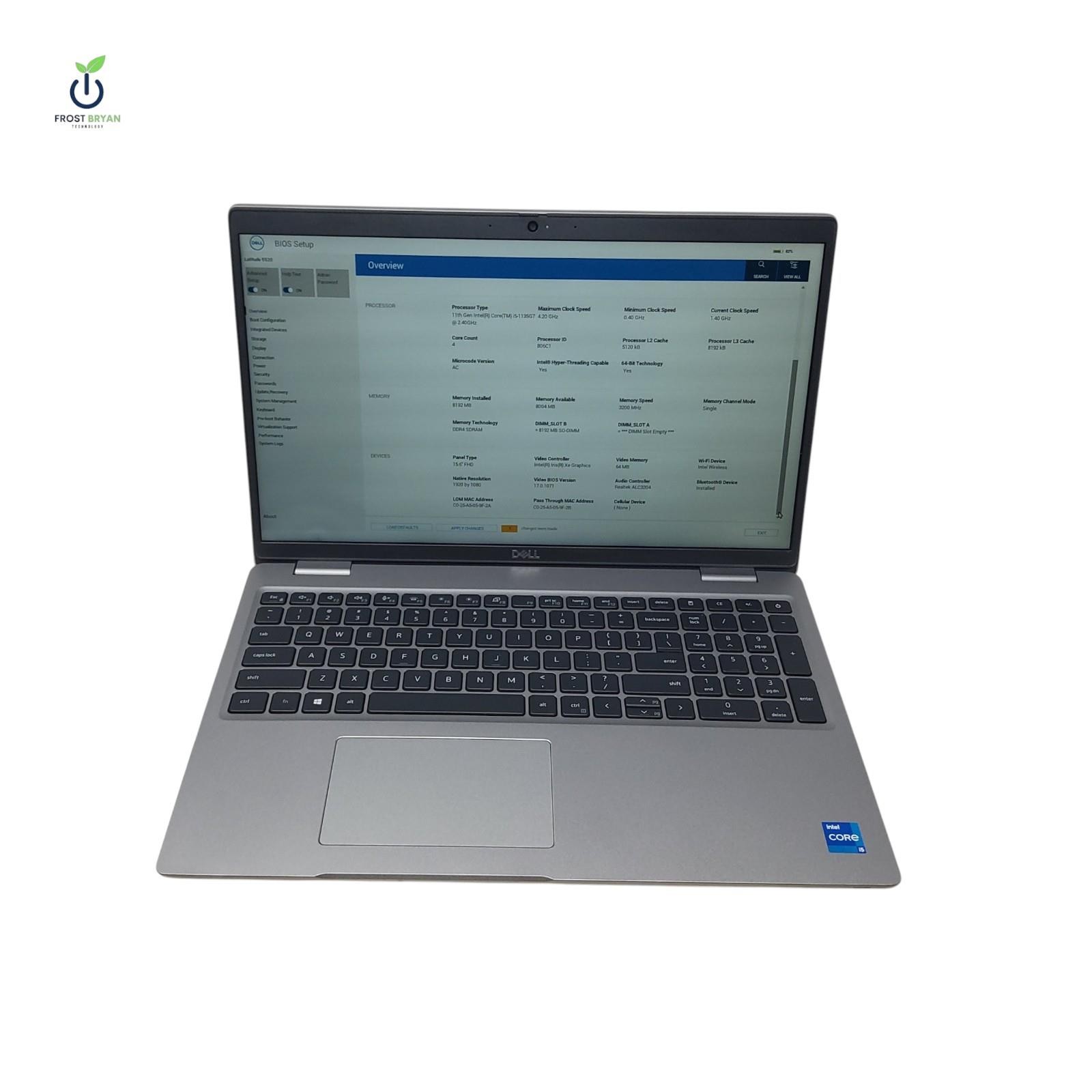 DELL LATITUDE 5520 Laptop i5-1135G7@2.40GHZ 8 GB 256 GB No OS Grade C [READ]