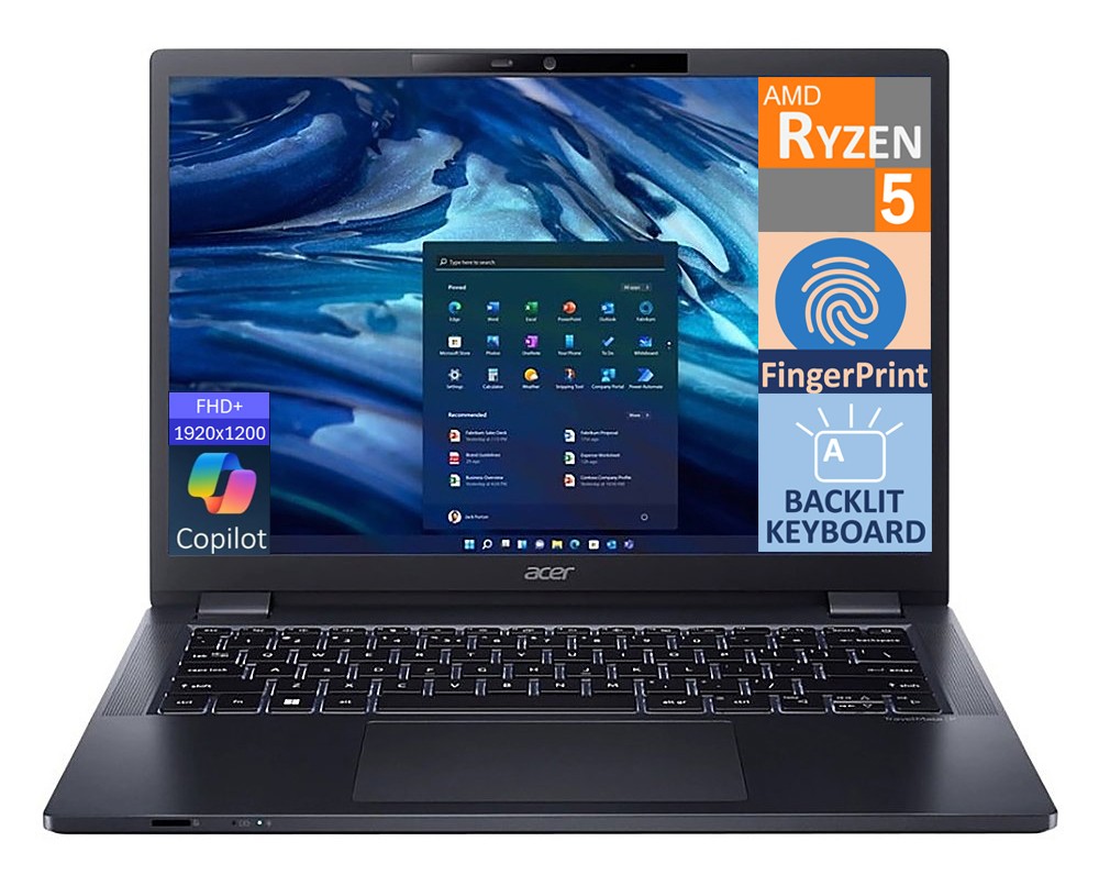Acer TravelMate P4 14″ WUXGA AMD Ryzen 5 PRO 6650U 16GB 512GB SSD W11P Laptop BL