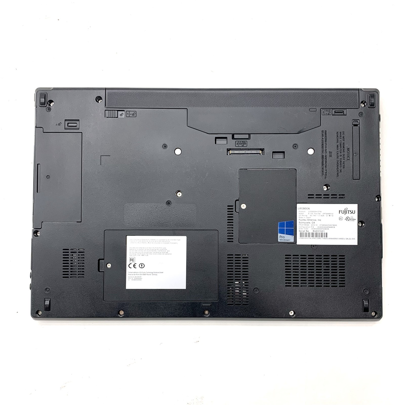 Fujitsu Lifebook E756 15″ Intel i7-6600U 2.60GHz 8GB 240GB SSD Win11 Dark Screen