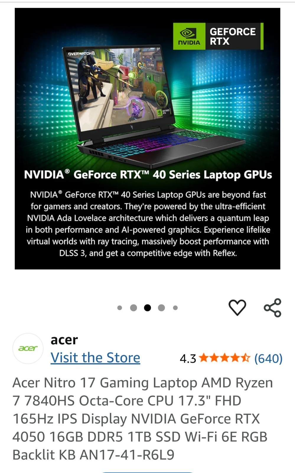 Acer Nitro 5 Laptop 17.3″ 1TB