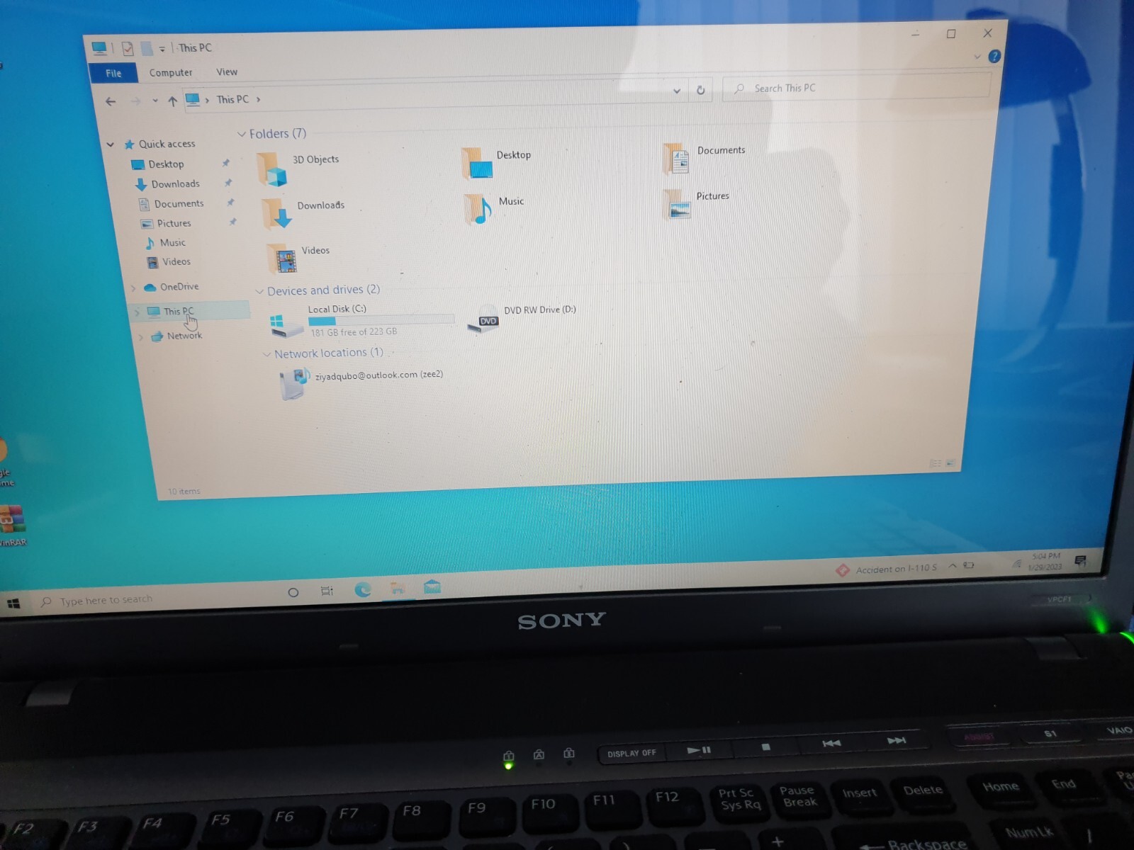 Sony VAIO INTEL CORE I7-Q740 1.73 GHz 16.4IN 240 SSD 8GB Ram Win10 Nvidia G310M