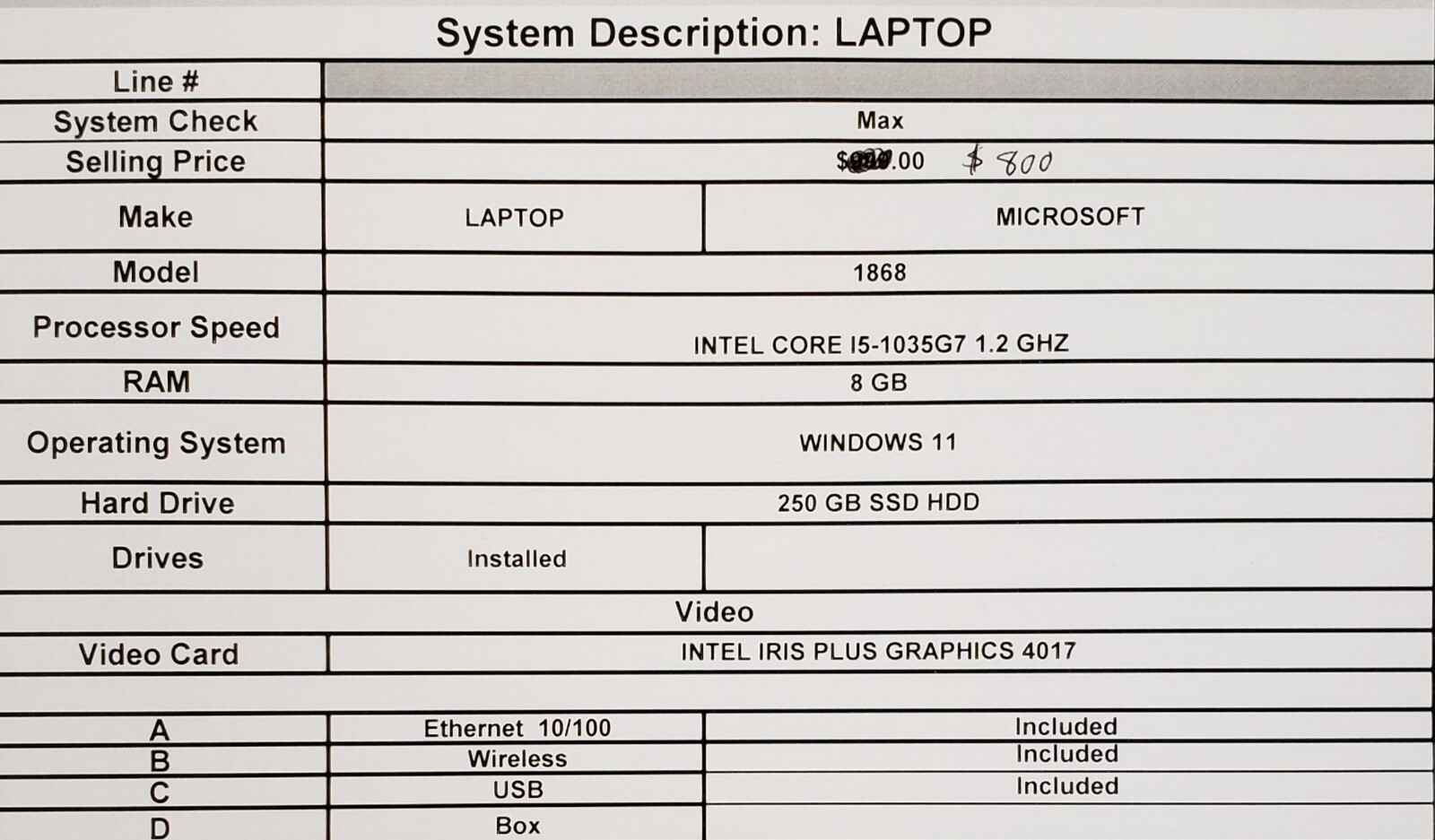(B515) Microsoft 1868 Laptop