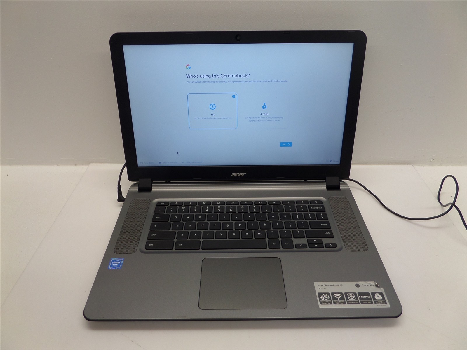 Acer Chromebook 15 CB3-532-C3F7 15.6″ w/ Celeron N3060 1.6GHz 2GB RAM 16GB SSD