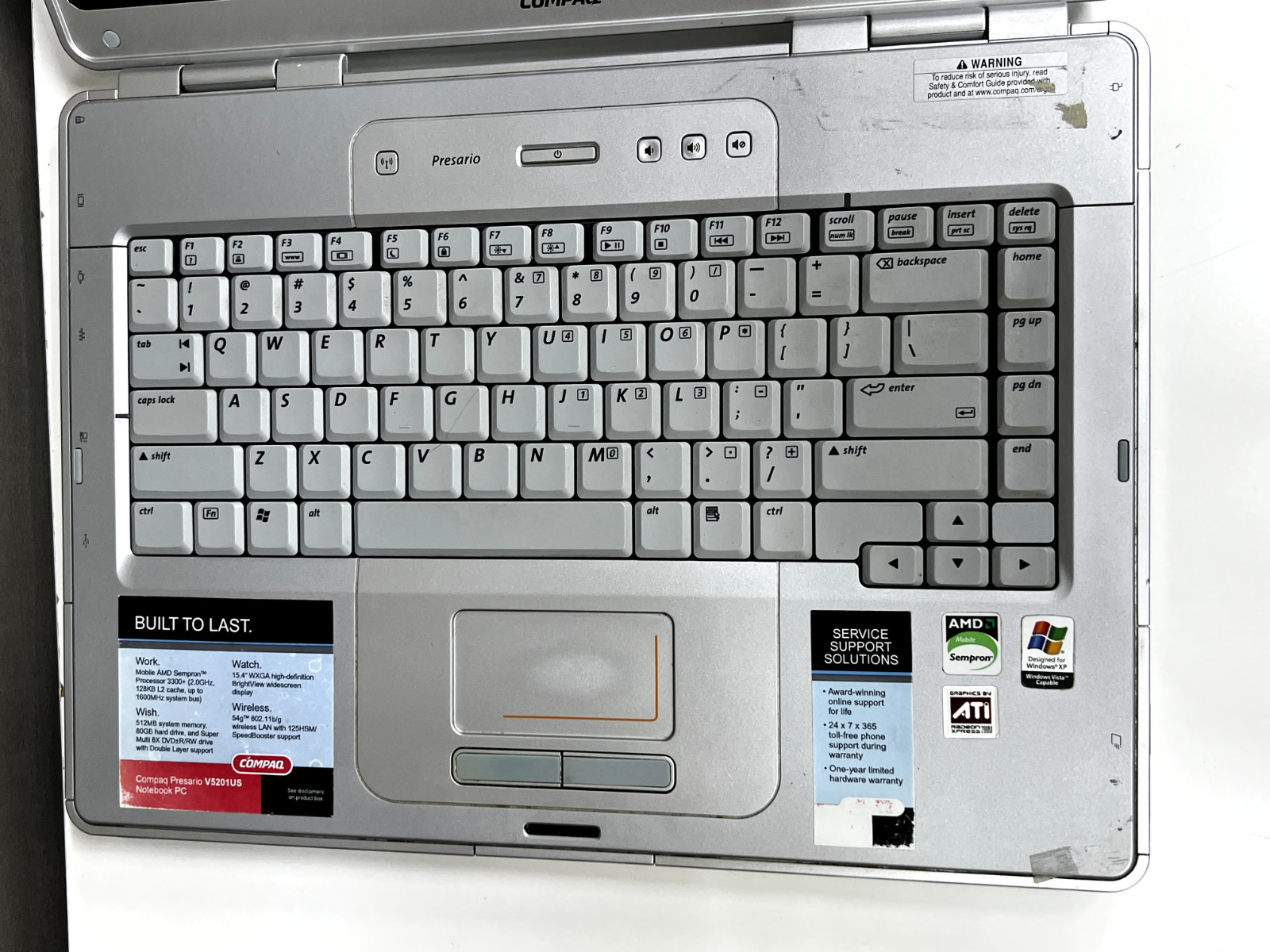 Compaq Presario V5000 Laptop 80GB HDD 512MB RAM No Power For Parts Repair