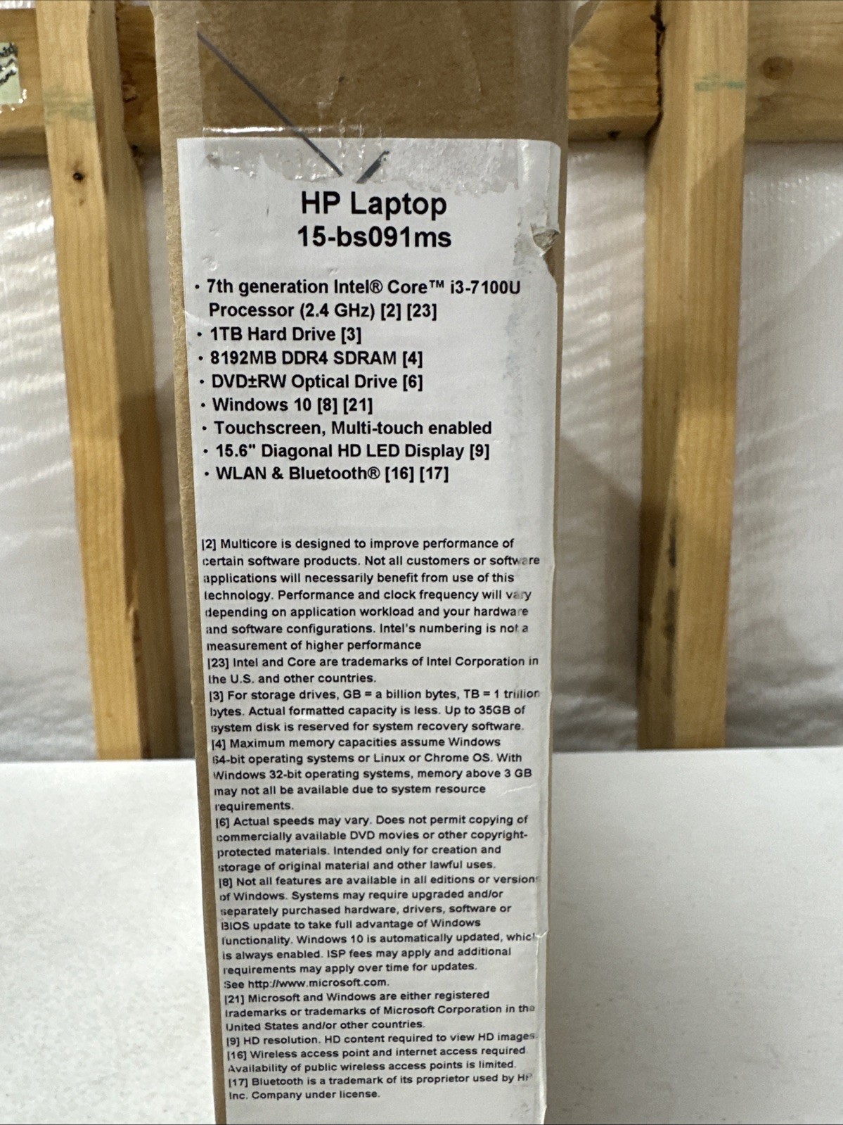 HP Laptop 15-BS091MS – 7th Gen i3-7100U – 8 GB Ram – 1TB SSD